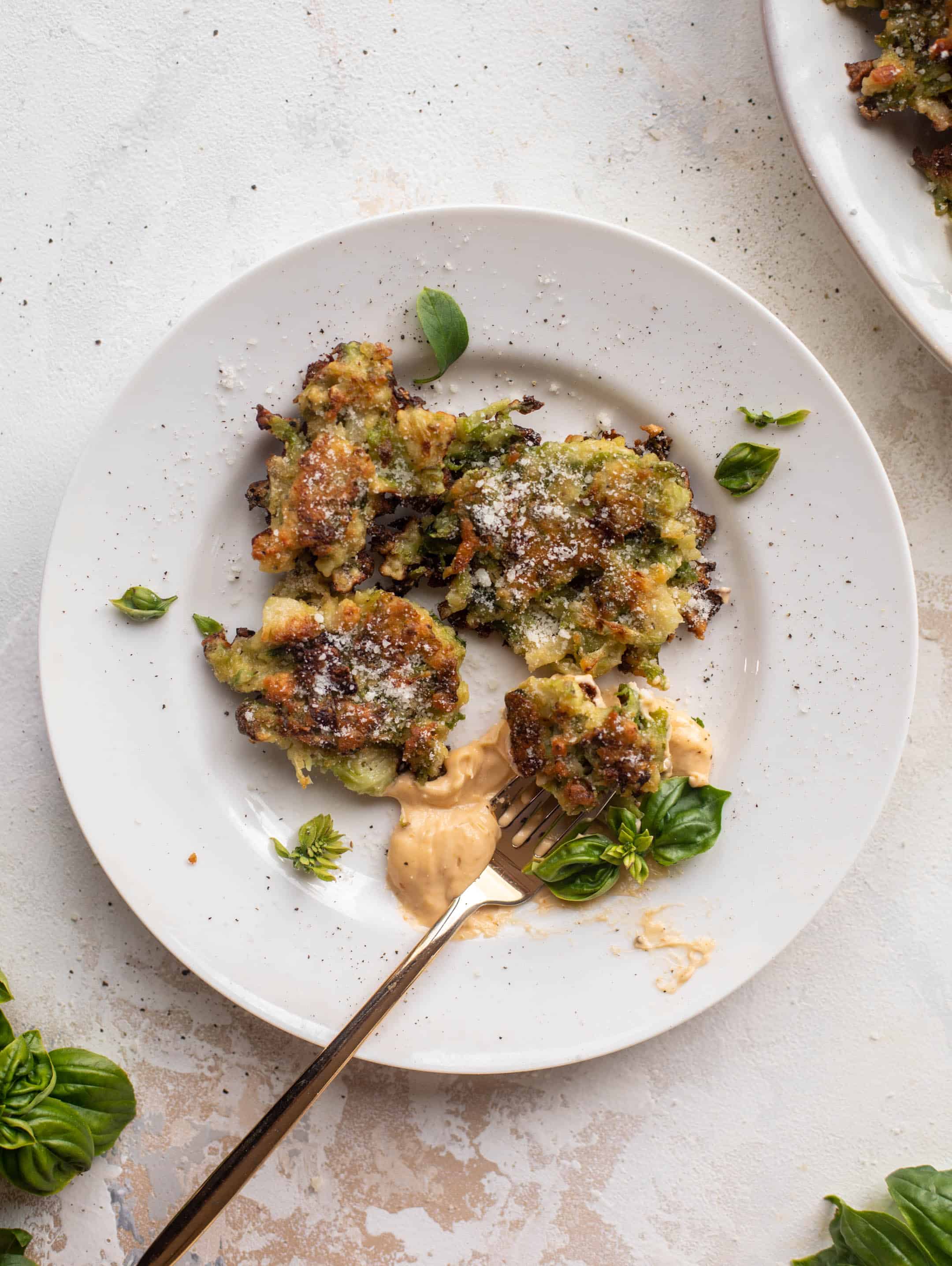 brussels sprouts fritters with tomato basil dipping sauce