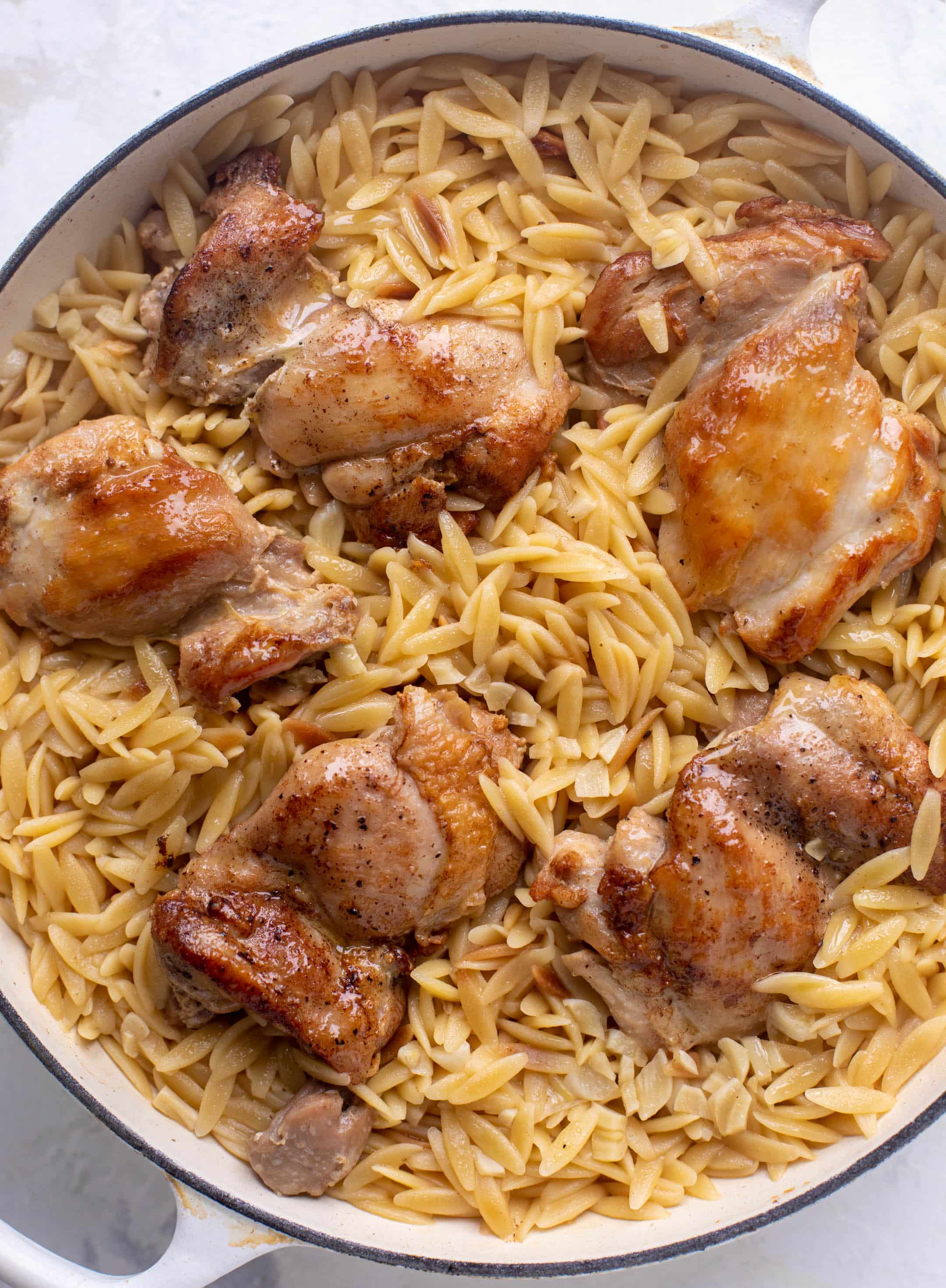 chicken thighs and orzo