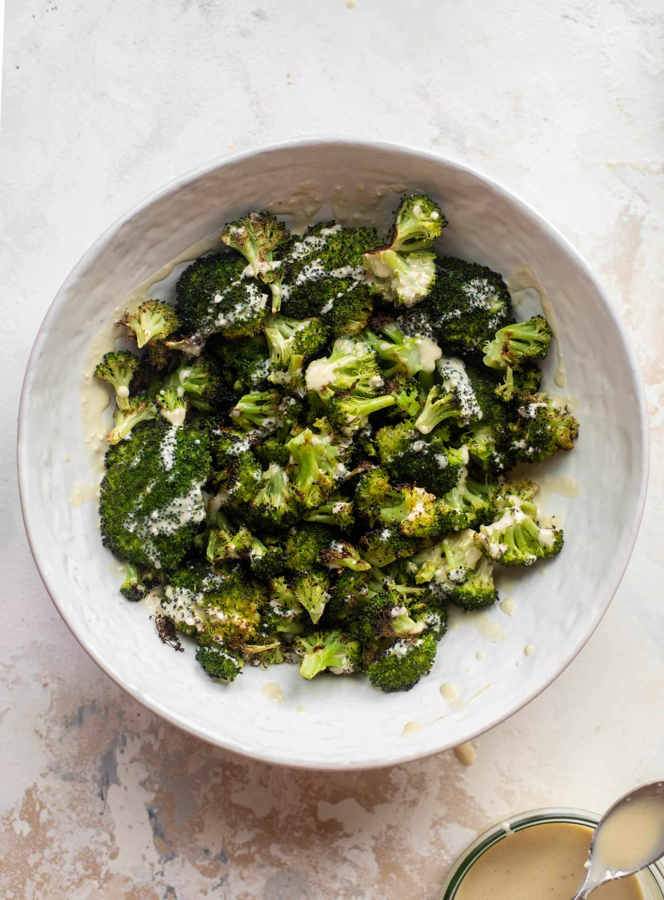 roasted broccoli with caesar dressing