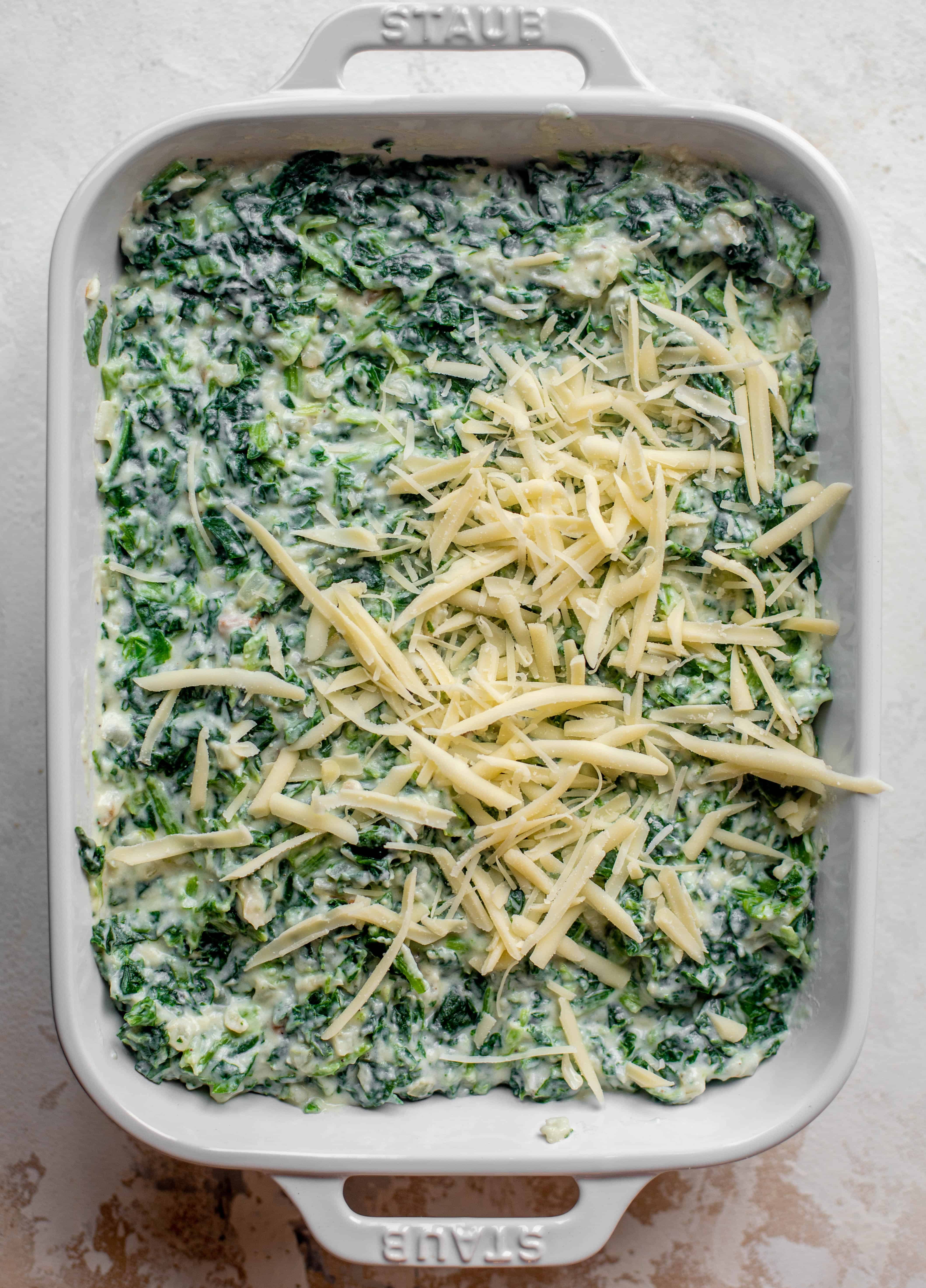 spinach gratin recipe ready to bake