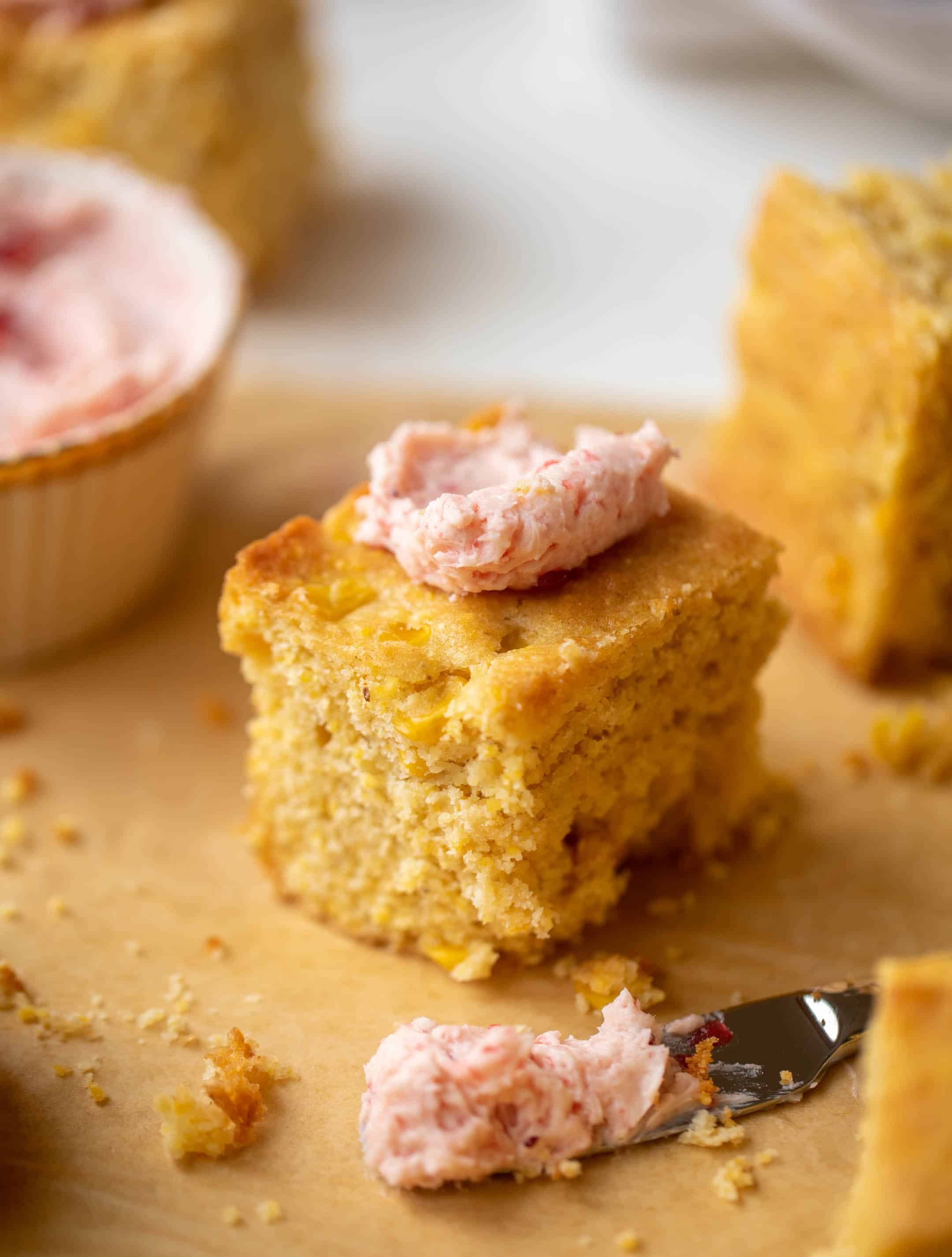 brown butter cornbread with cranberry butter
