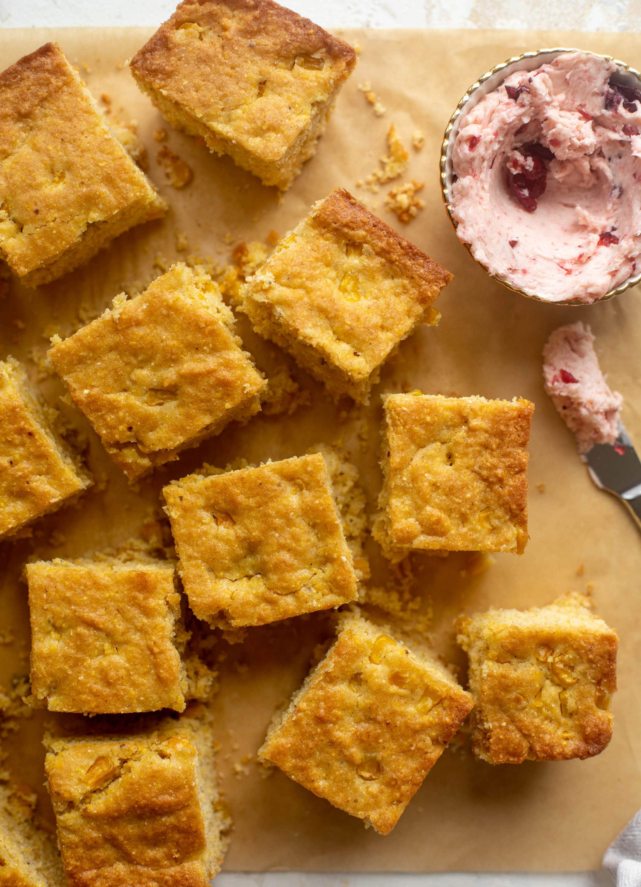 brown butter cornbread with cranberry butter