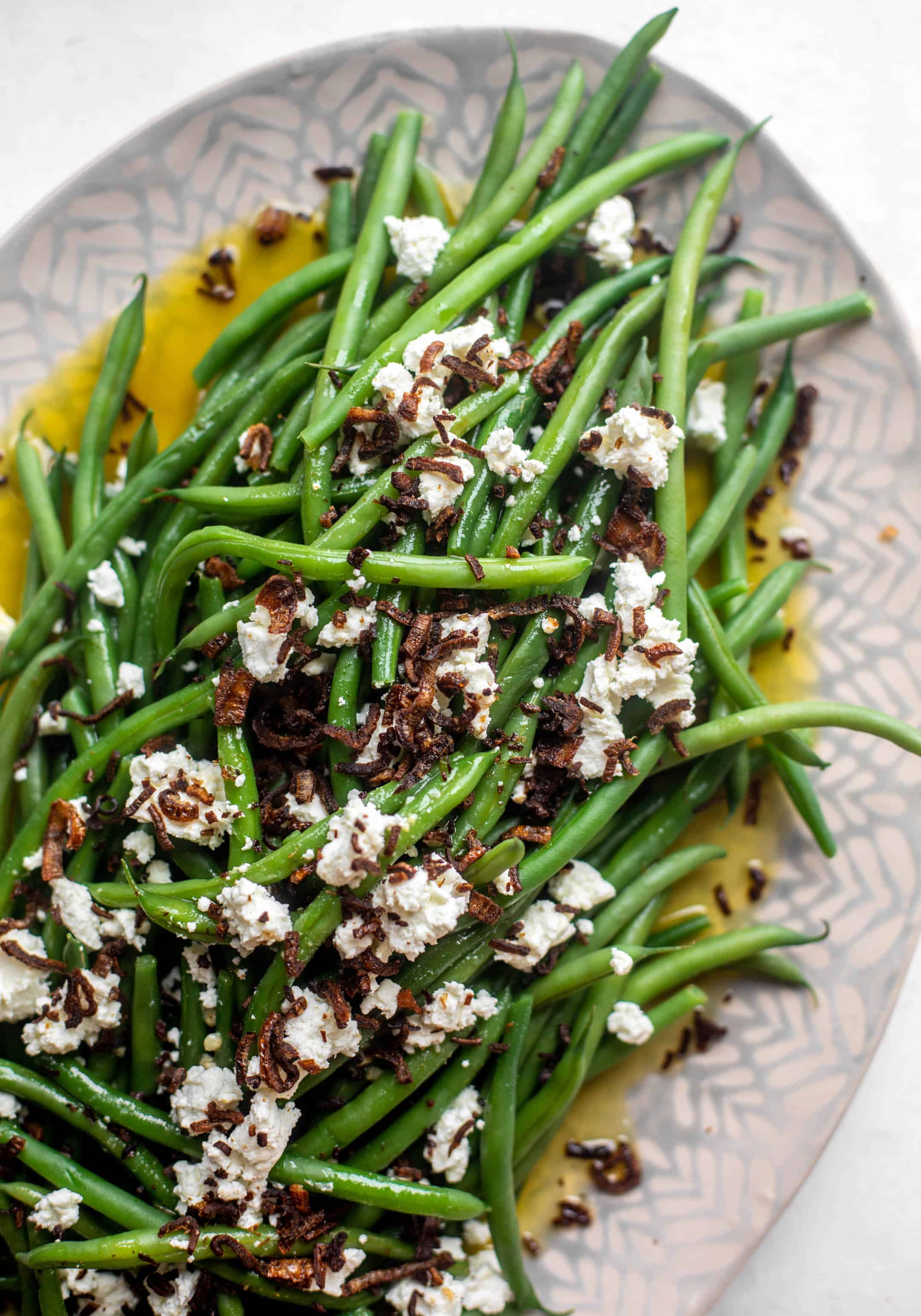 green beans with goat cheese and shallots