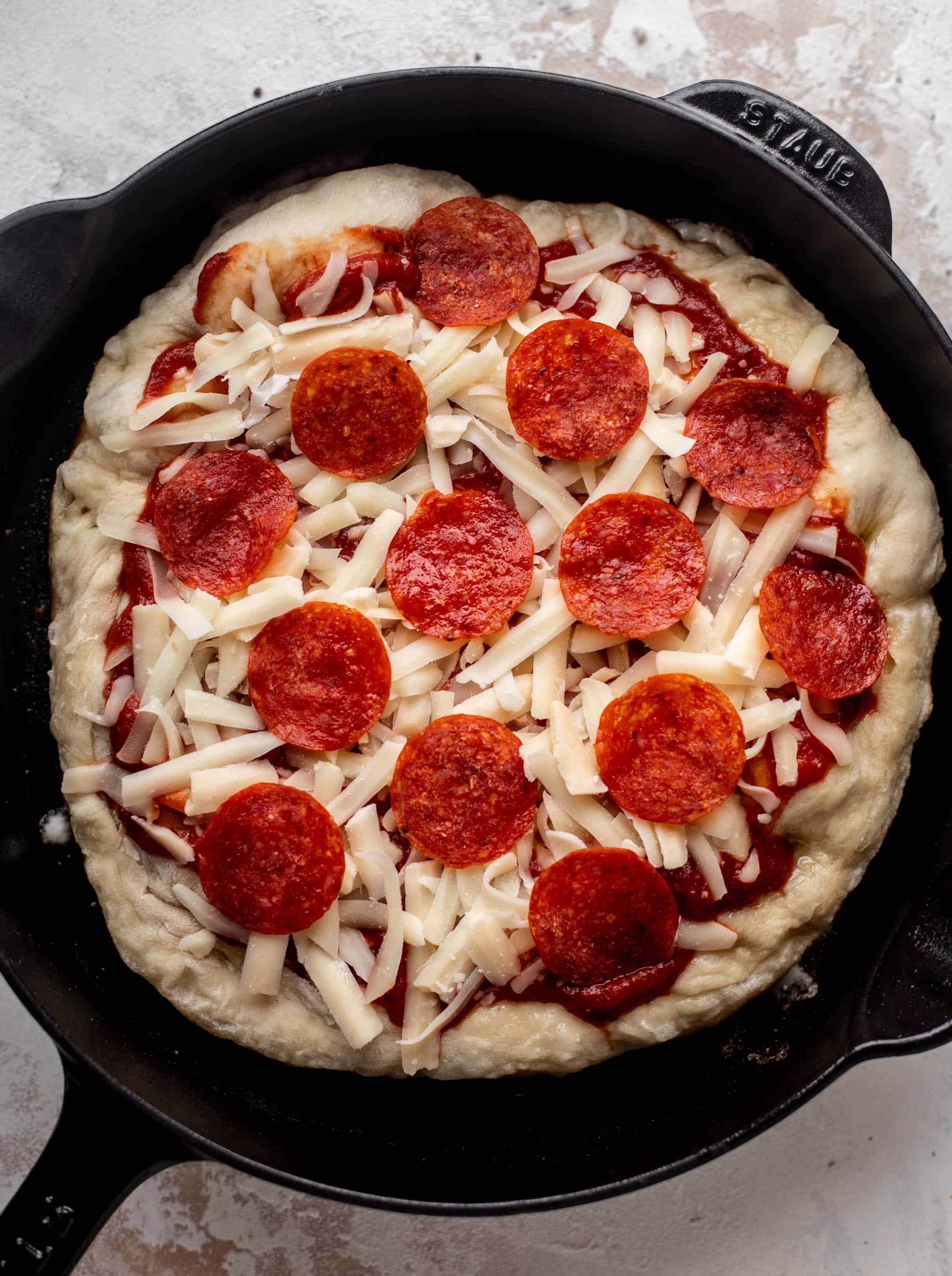cast iron skillet pepperoni pizza