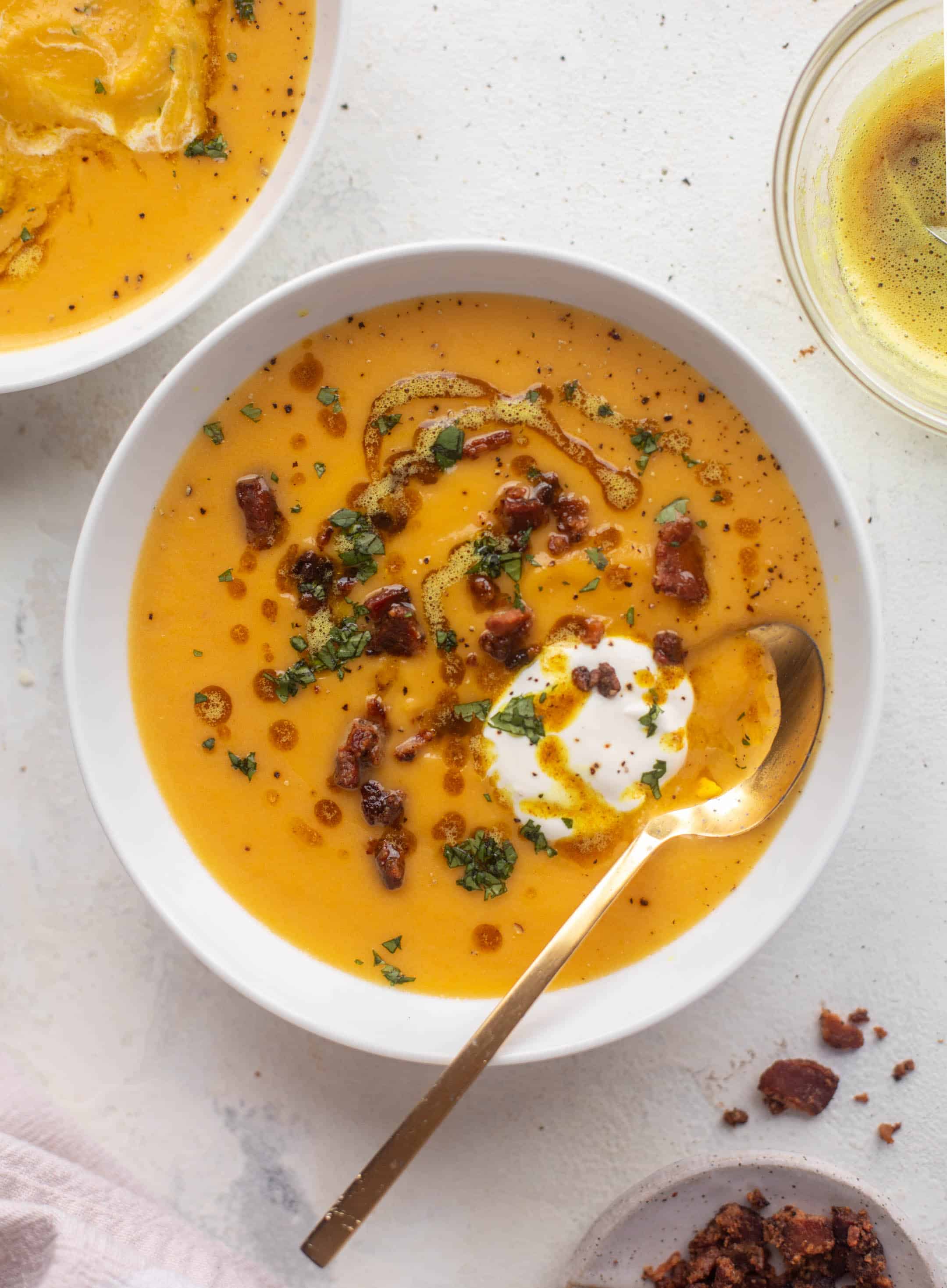 squash soup with curried brown butter