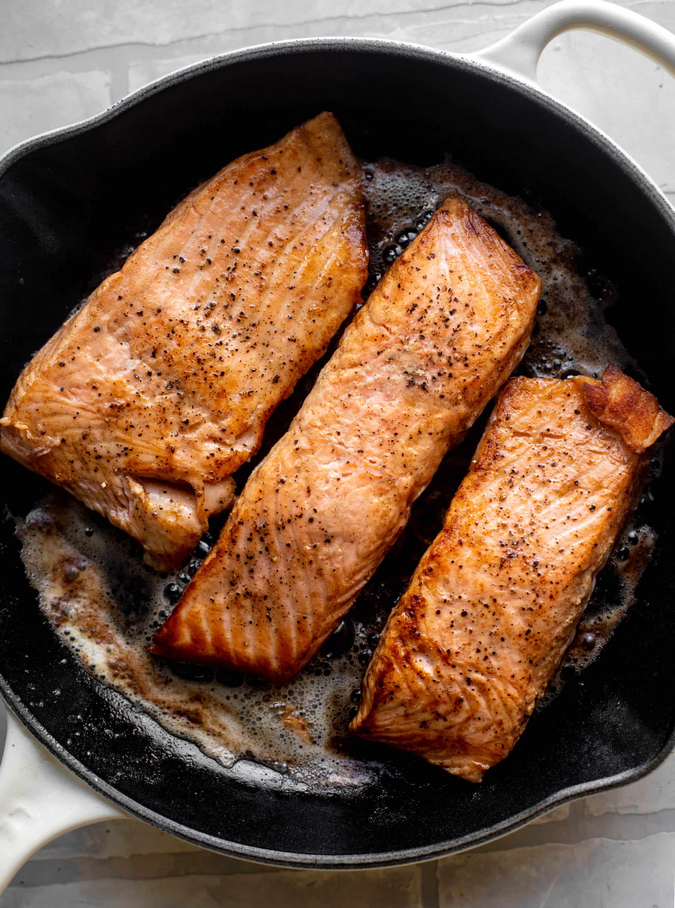 salmon in a skillet