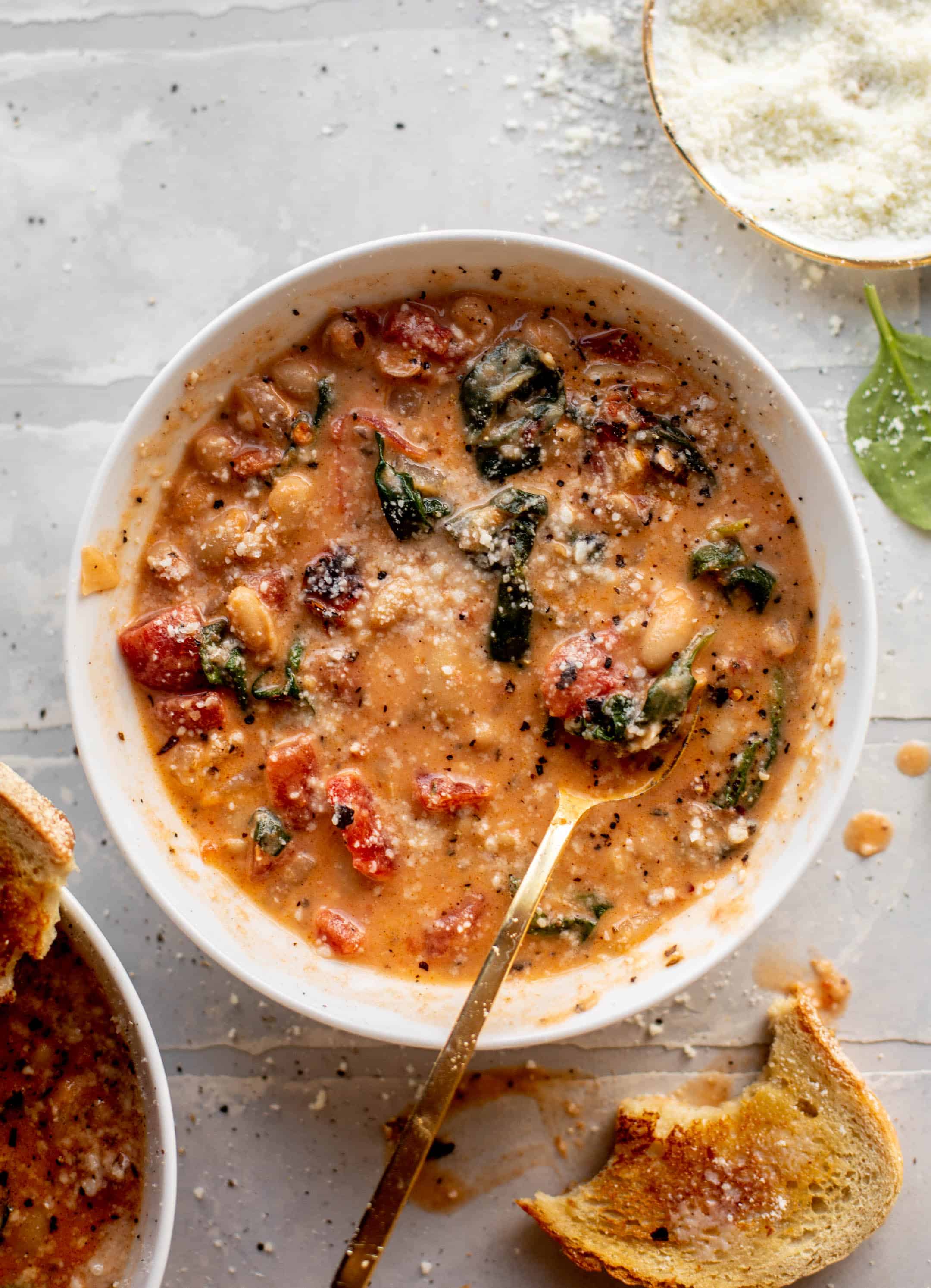 fire roasted white bean spinach soup