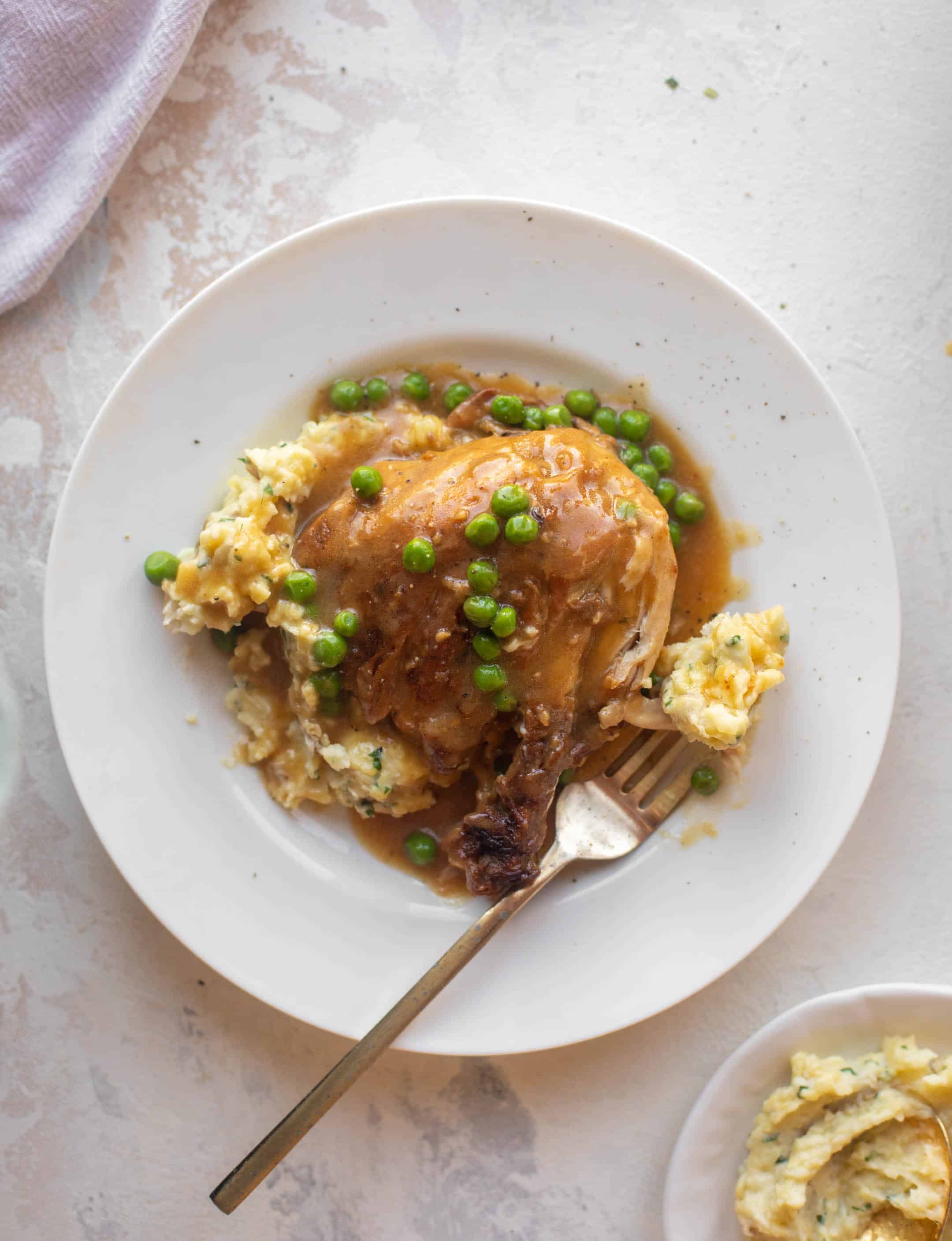 Spring Smothered Chicken with Herb Smashed Potatoes