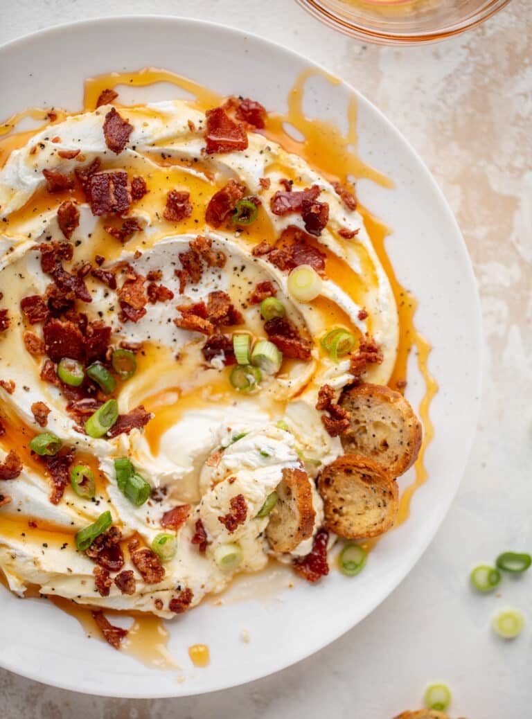 Whipped Goat Cheese with Hot Honey and Bacon
