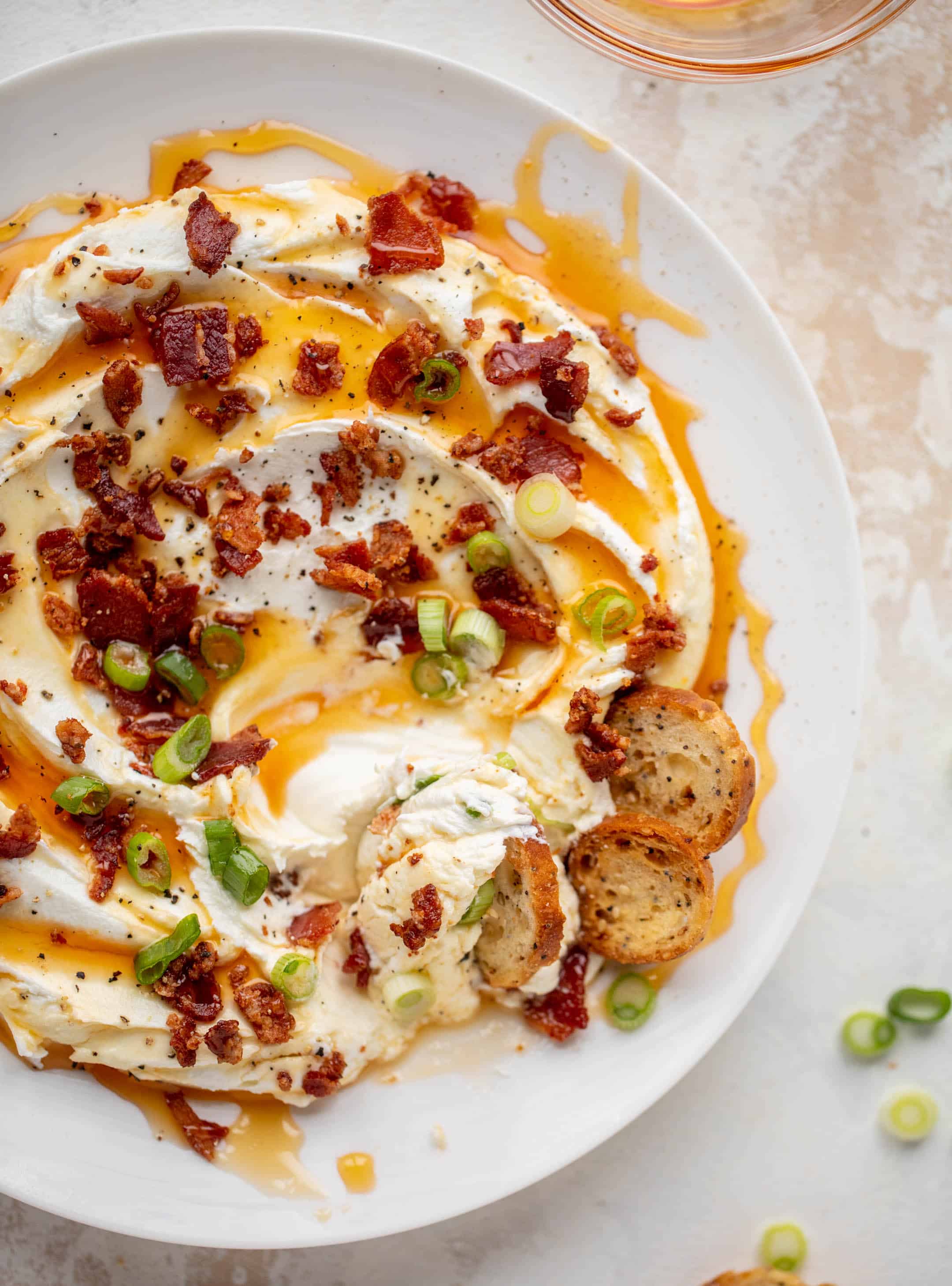 hot honey and bacon goat cheese dip