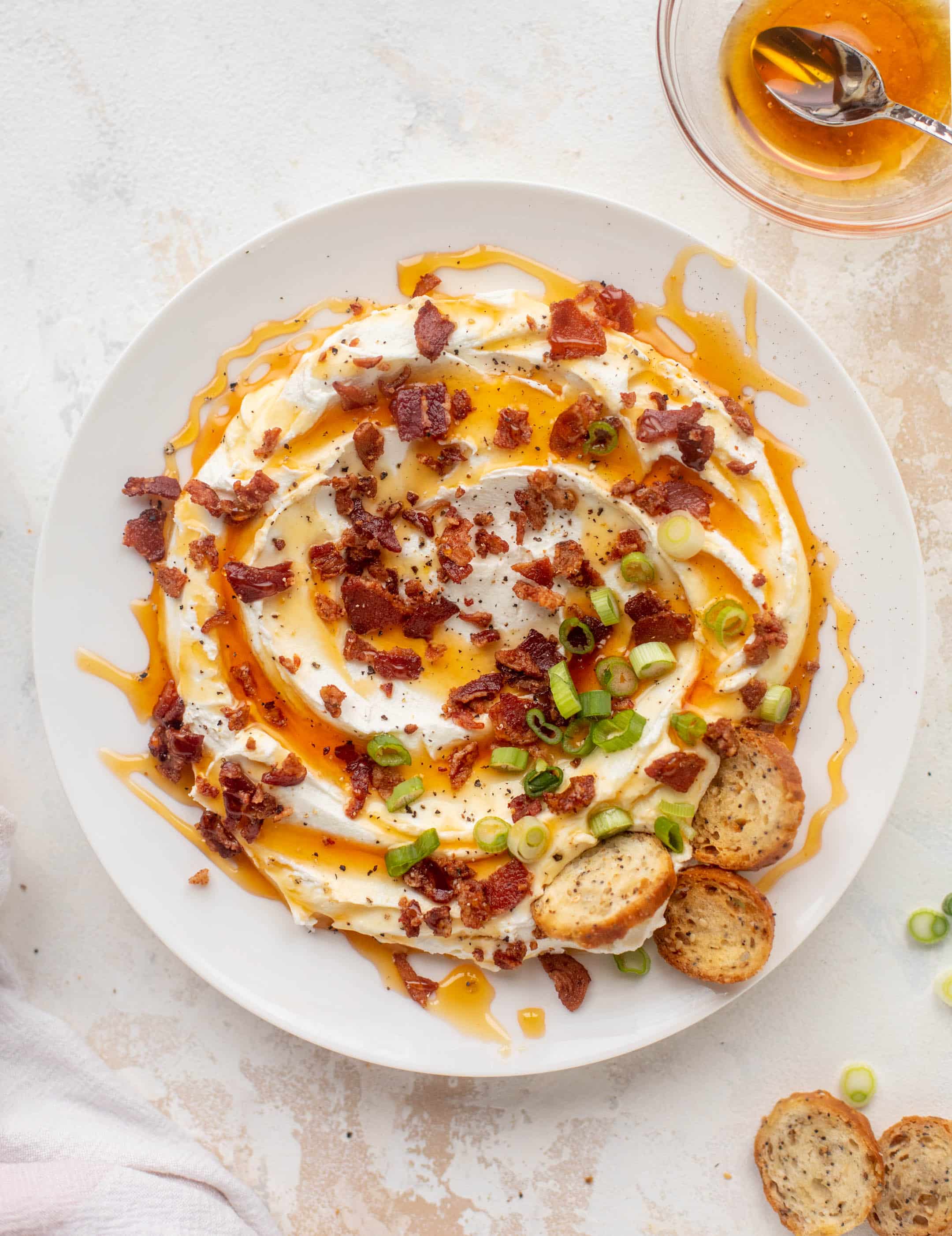 hot honey & bacon whipped goat cheese