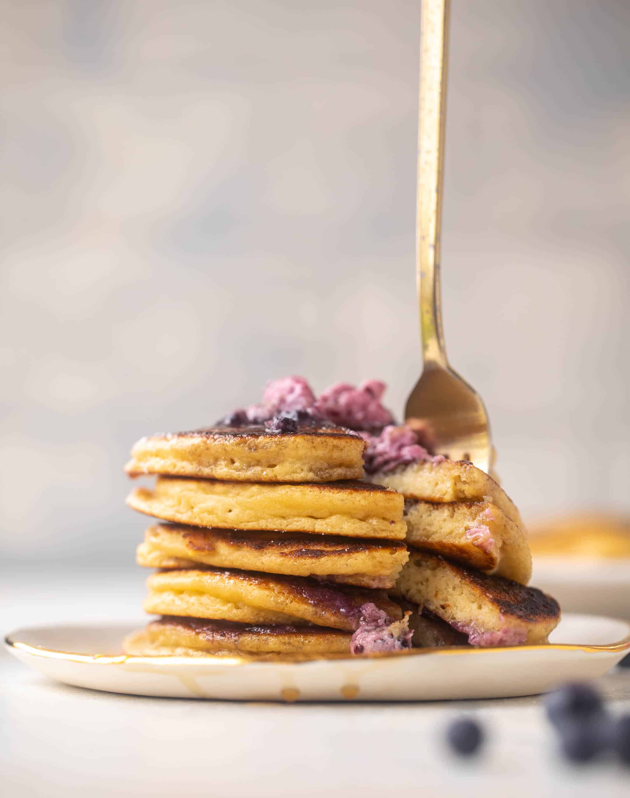 ricotta pancakes with salted blueberry butter