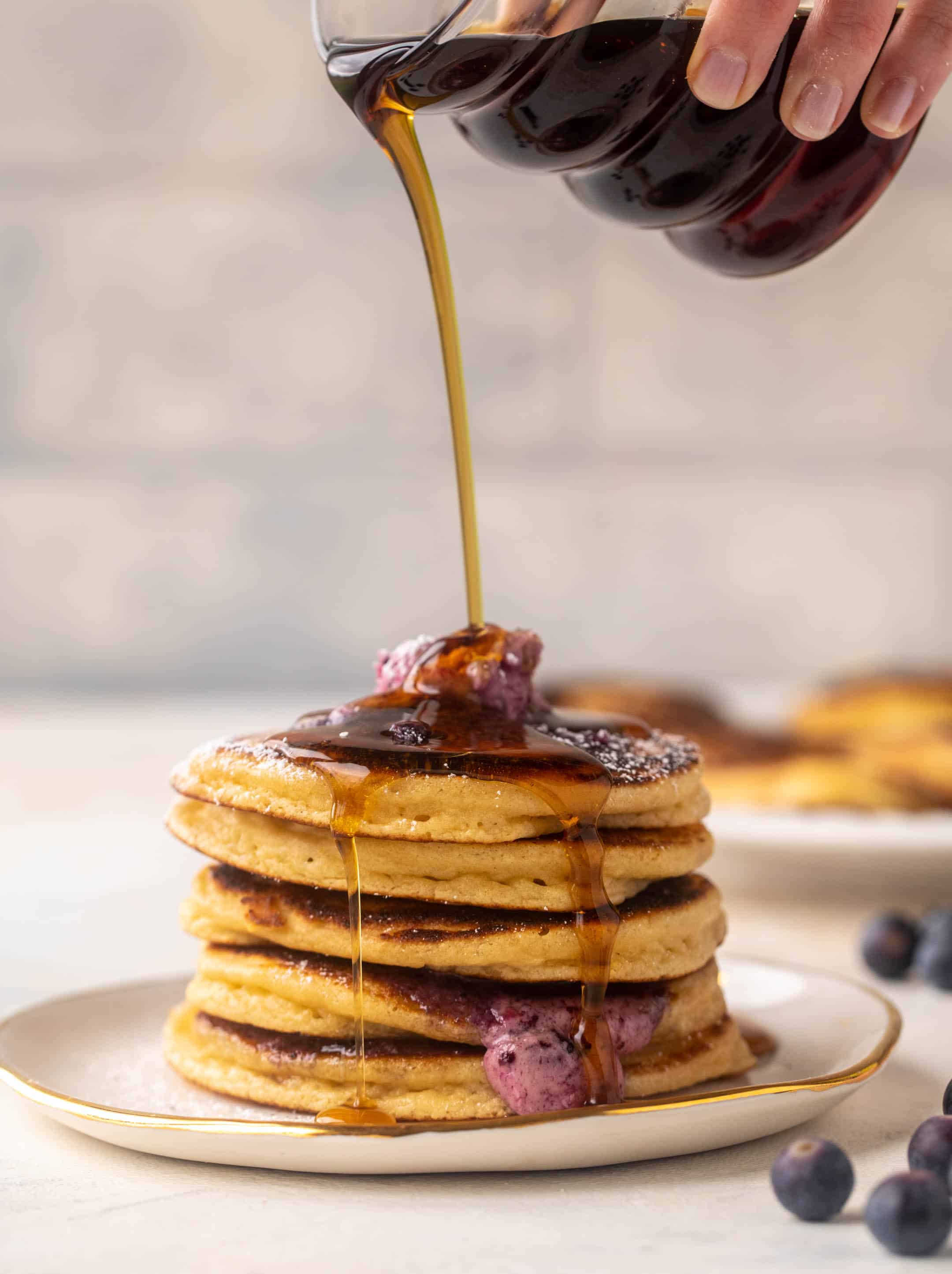 ricotta pancakes with salted blueberry butter