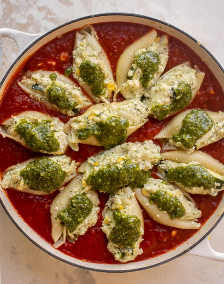 Mummer Shells Summer Stuffed Shells with Corn and Zucchini