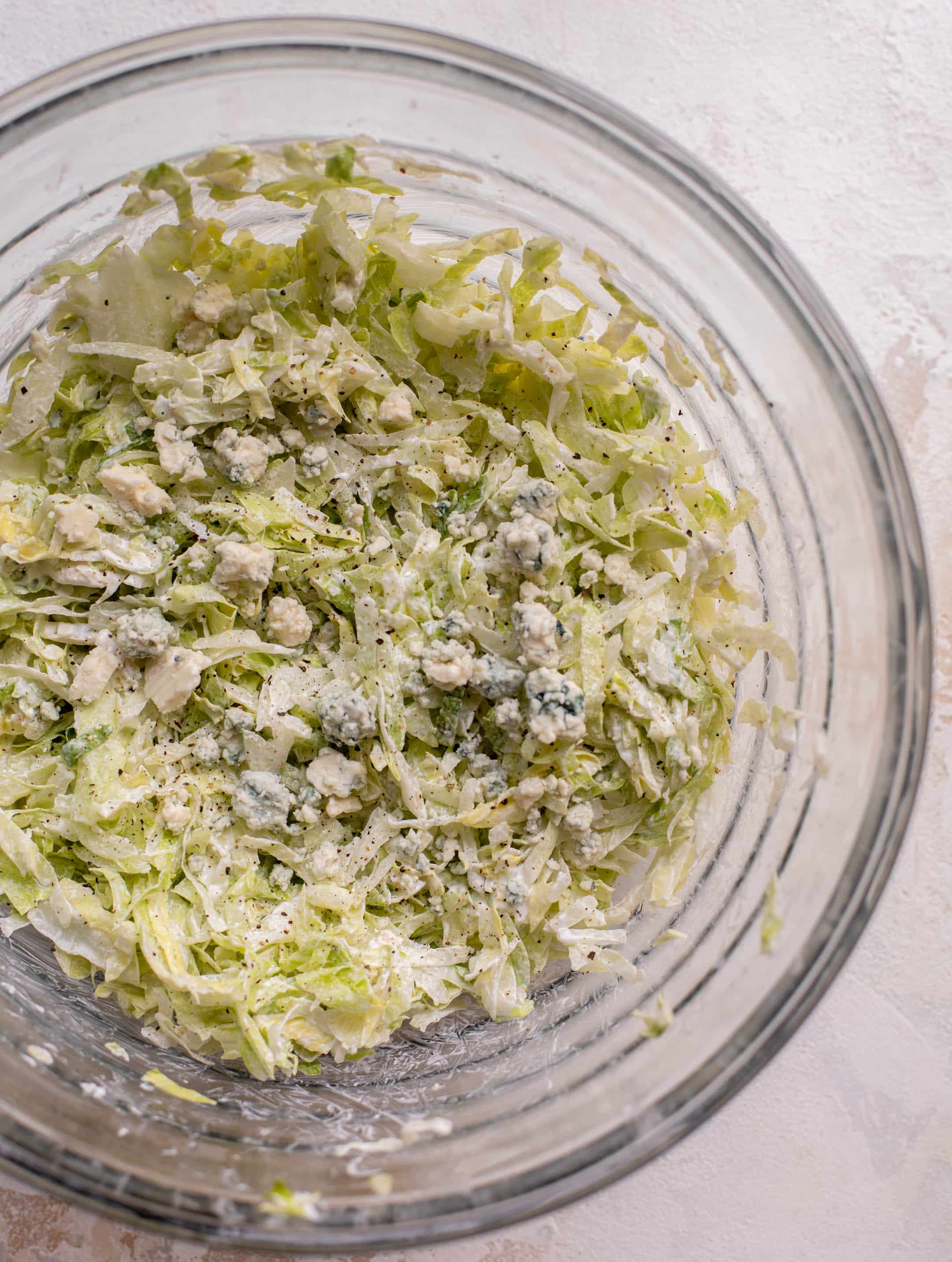 shredded lettuce with blue cheese