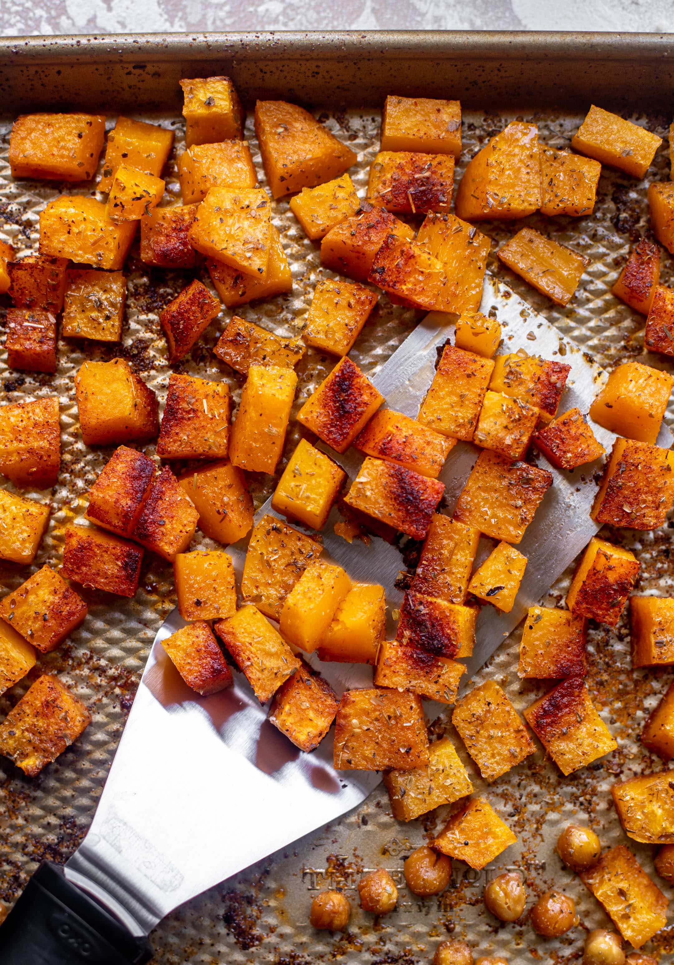 roasted squash and chickpeas