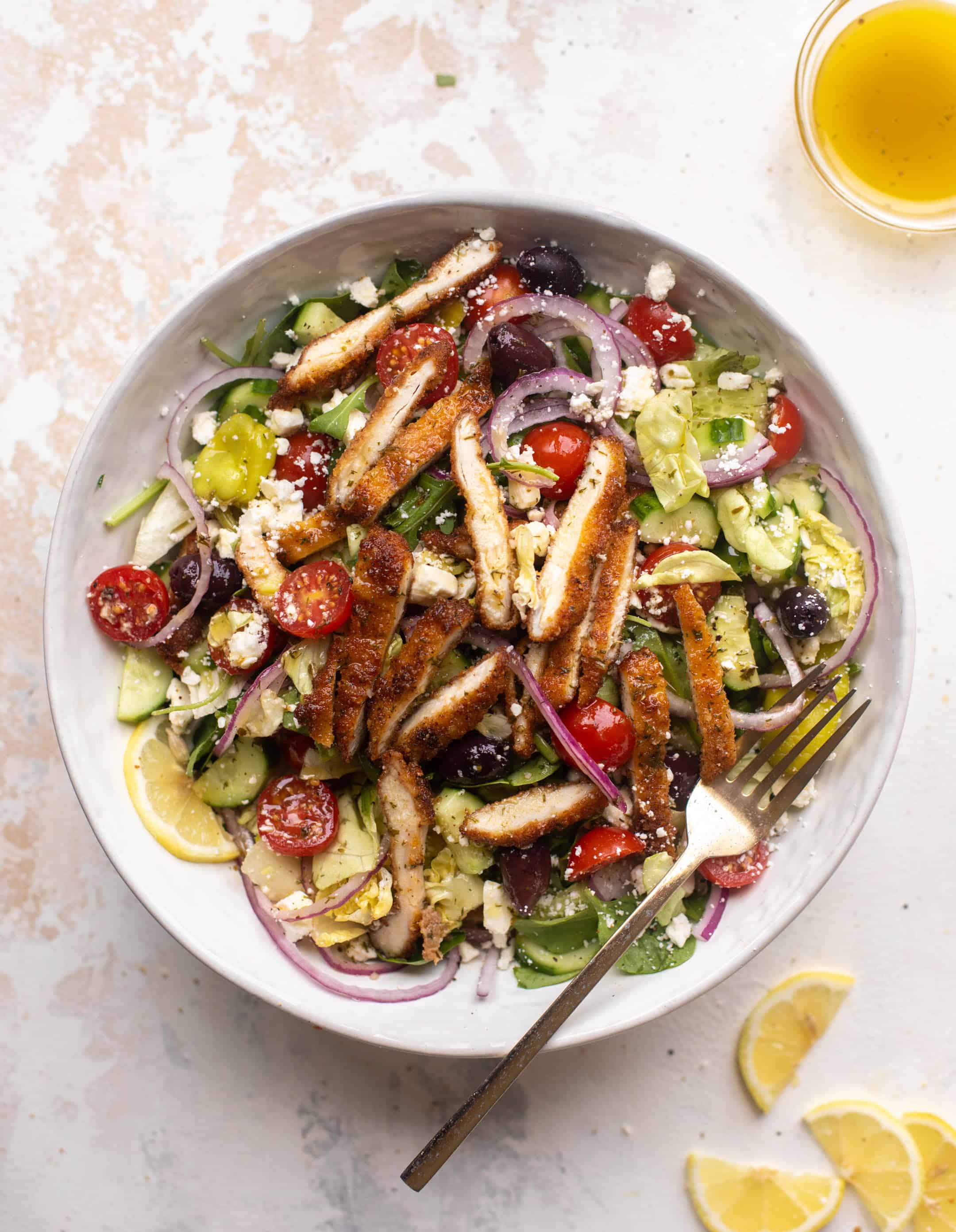 crispy chicken mediterranean salad