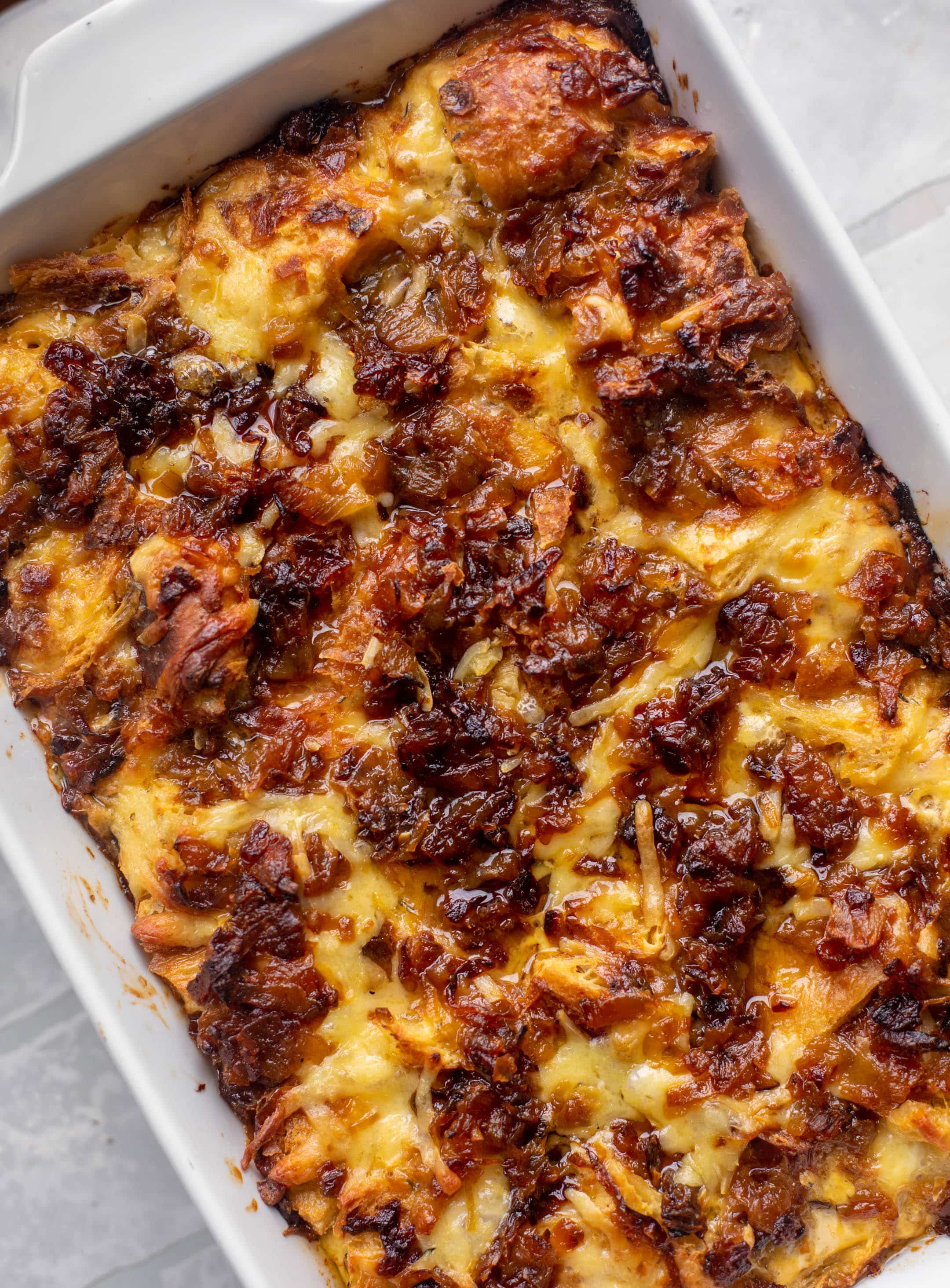 overnight french onion croissant bake