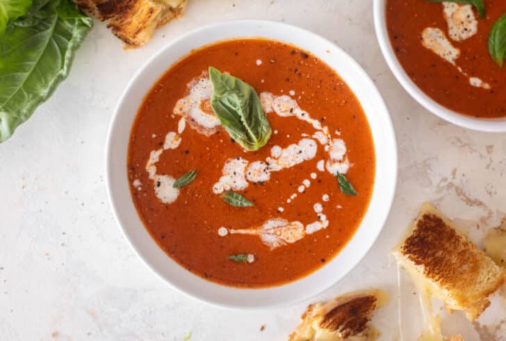 Roasted Red Pepper Soup with Fontina Grilled Cheese