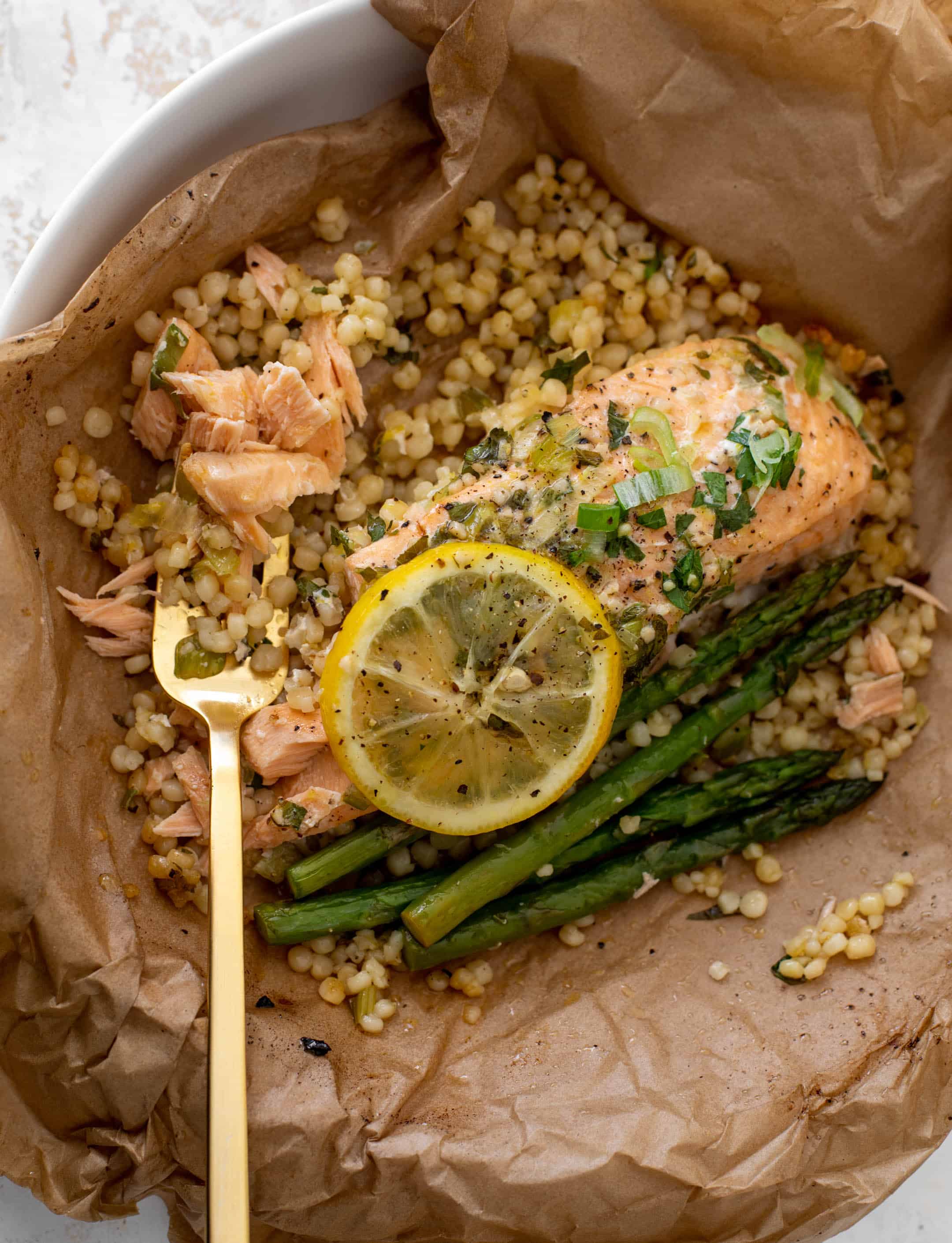 salmon parchment packets with couscous