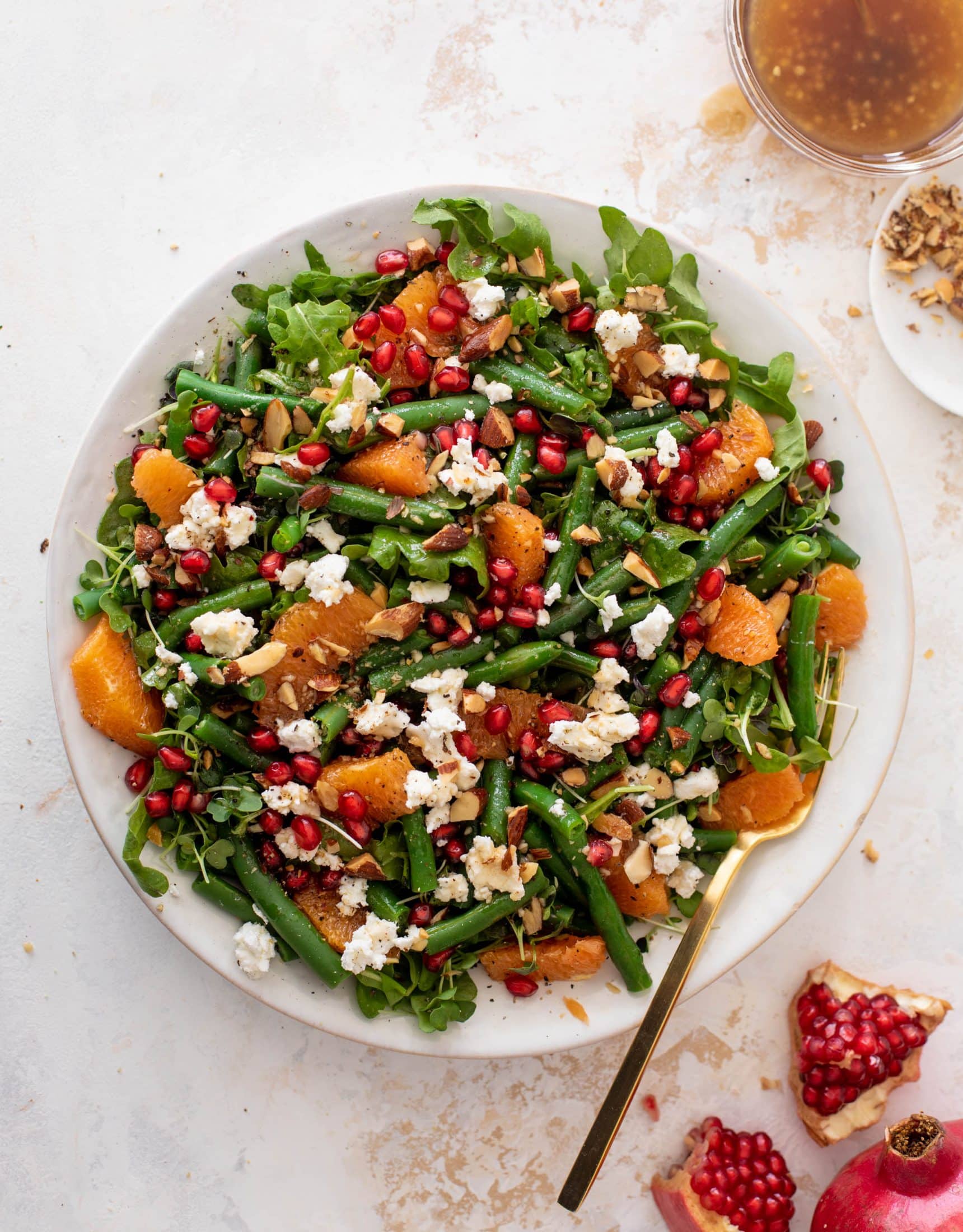 green bean & pomegranate chopped salad with feta dressing Green Bean & Pomegranate Chopped Salad with Feta Dressing
