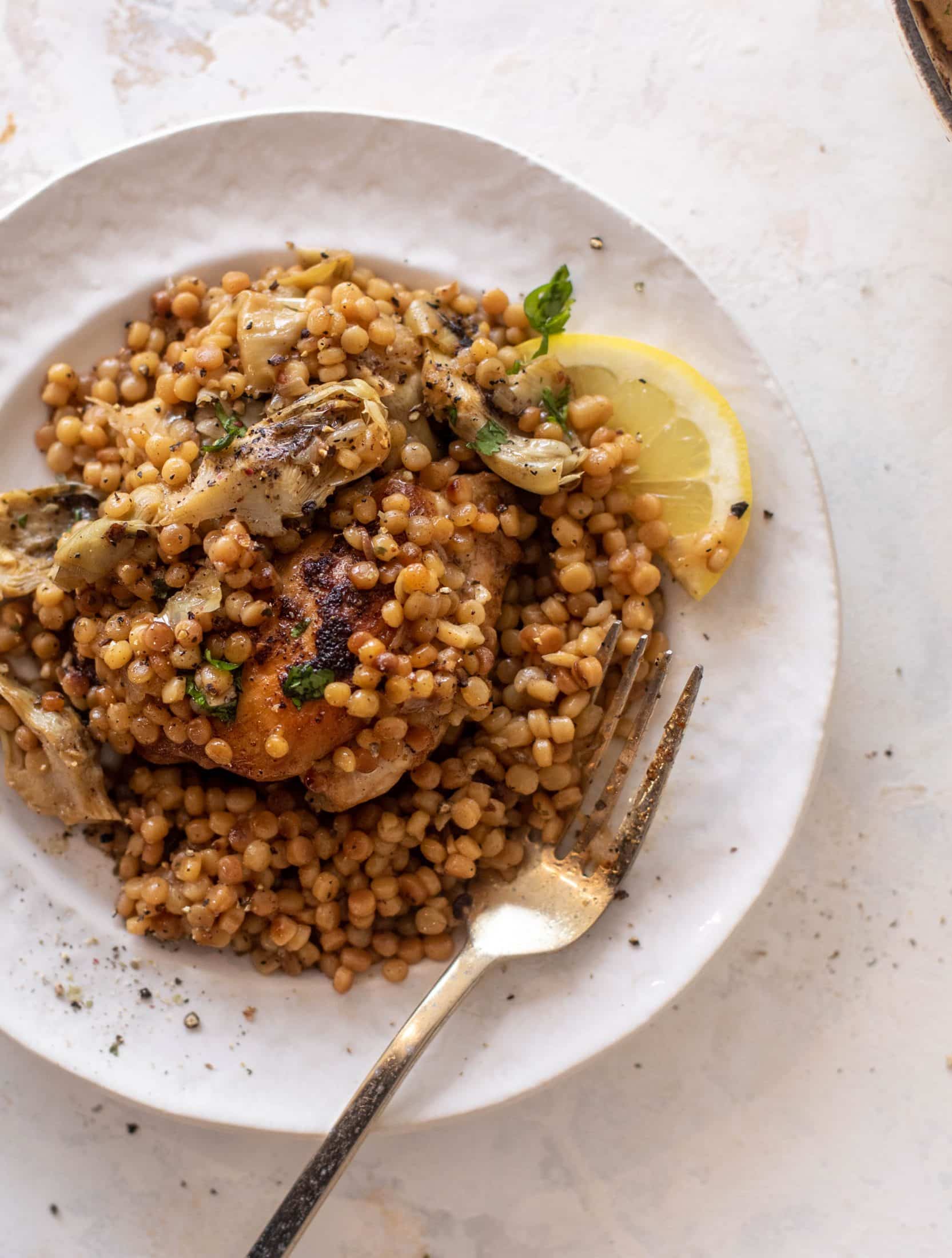 one pan chicken artichoke couscous