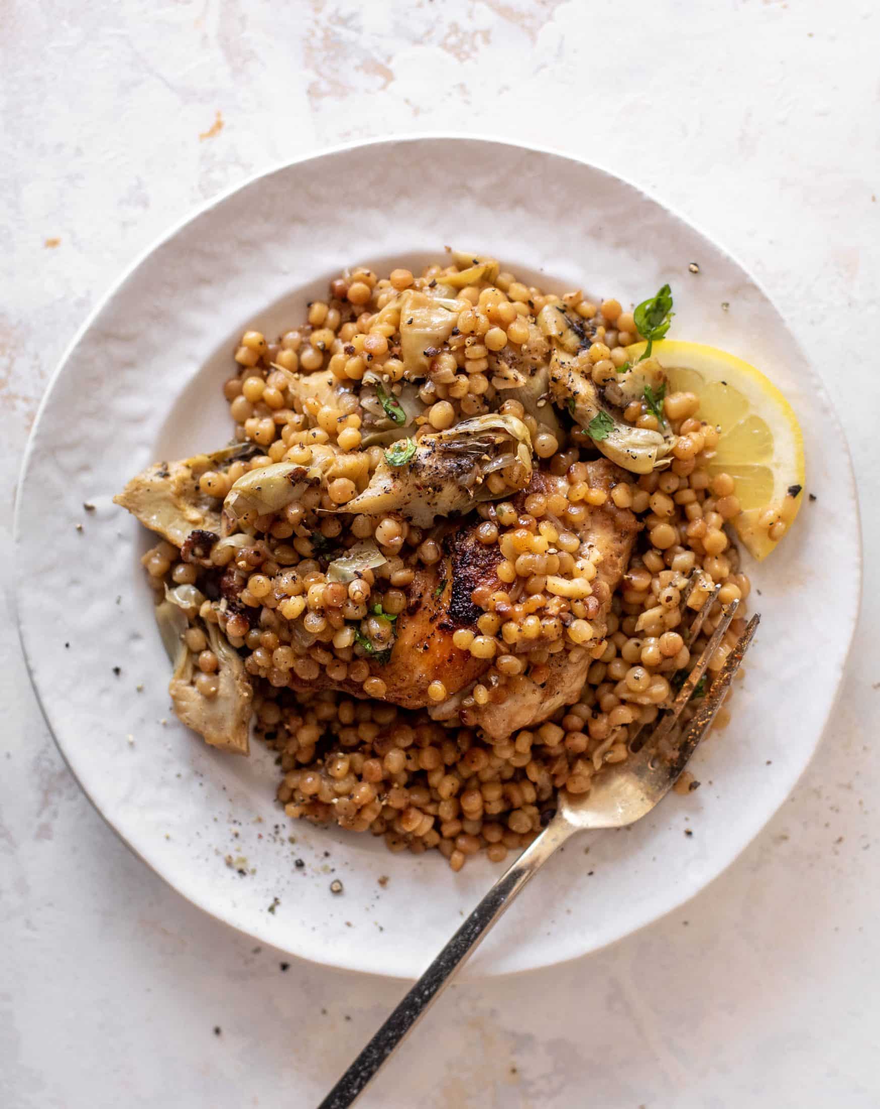 one pan chicken artichoke couscous