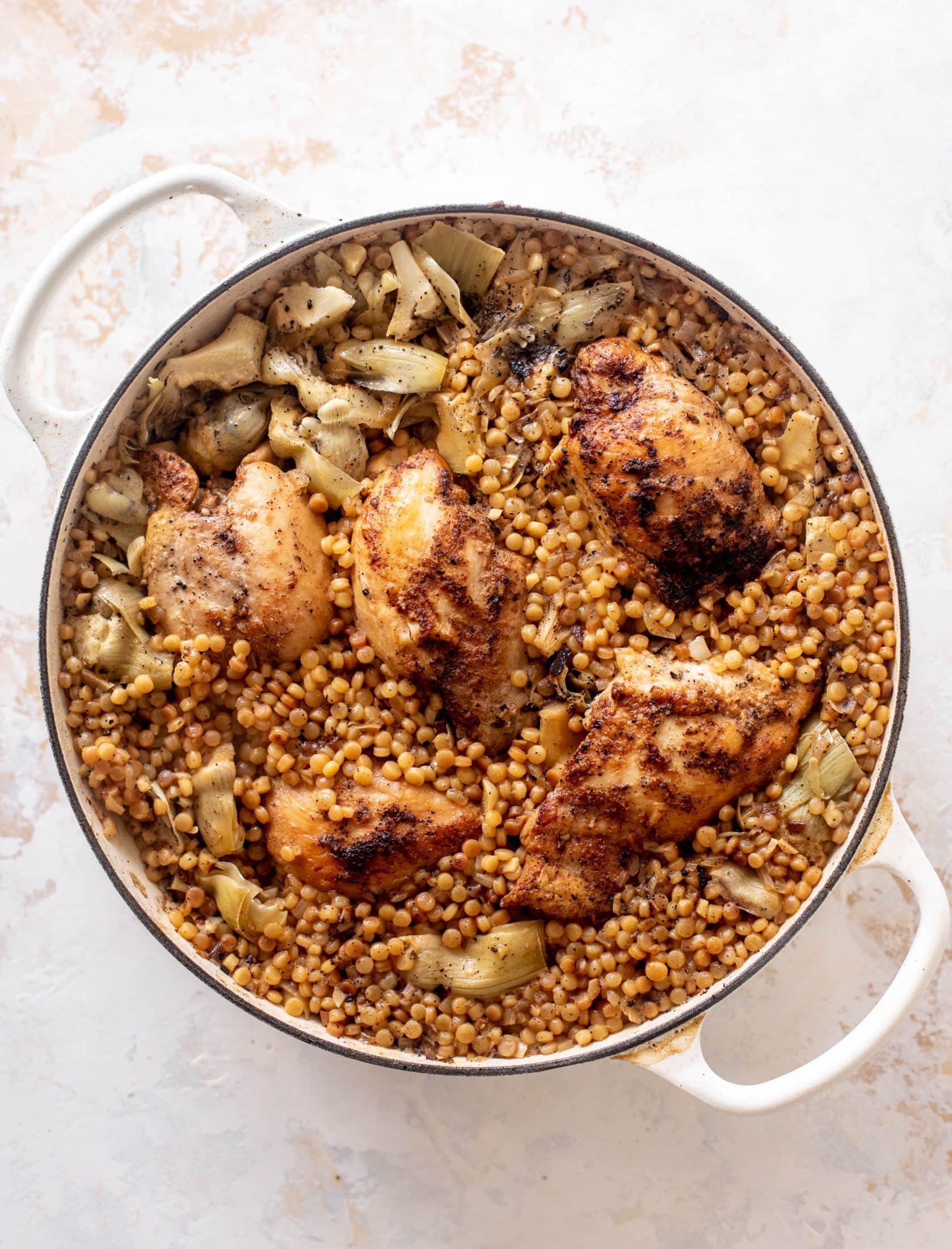 one pan chicken artichoke couscous