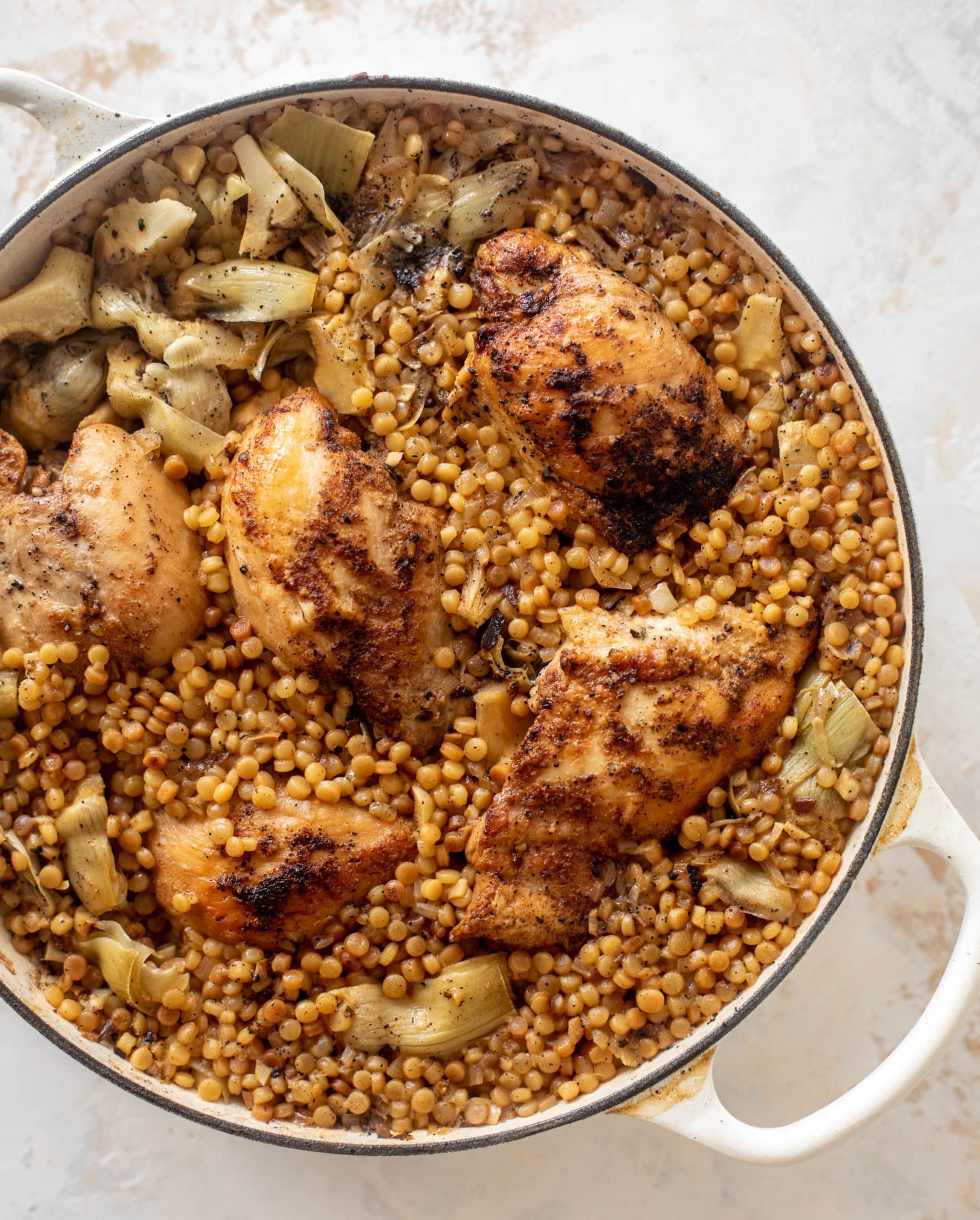one pan chicken artichoke couscous