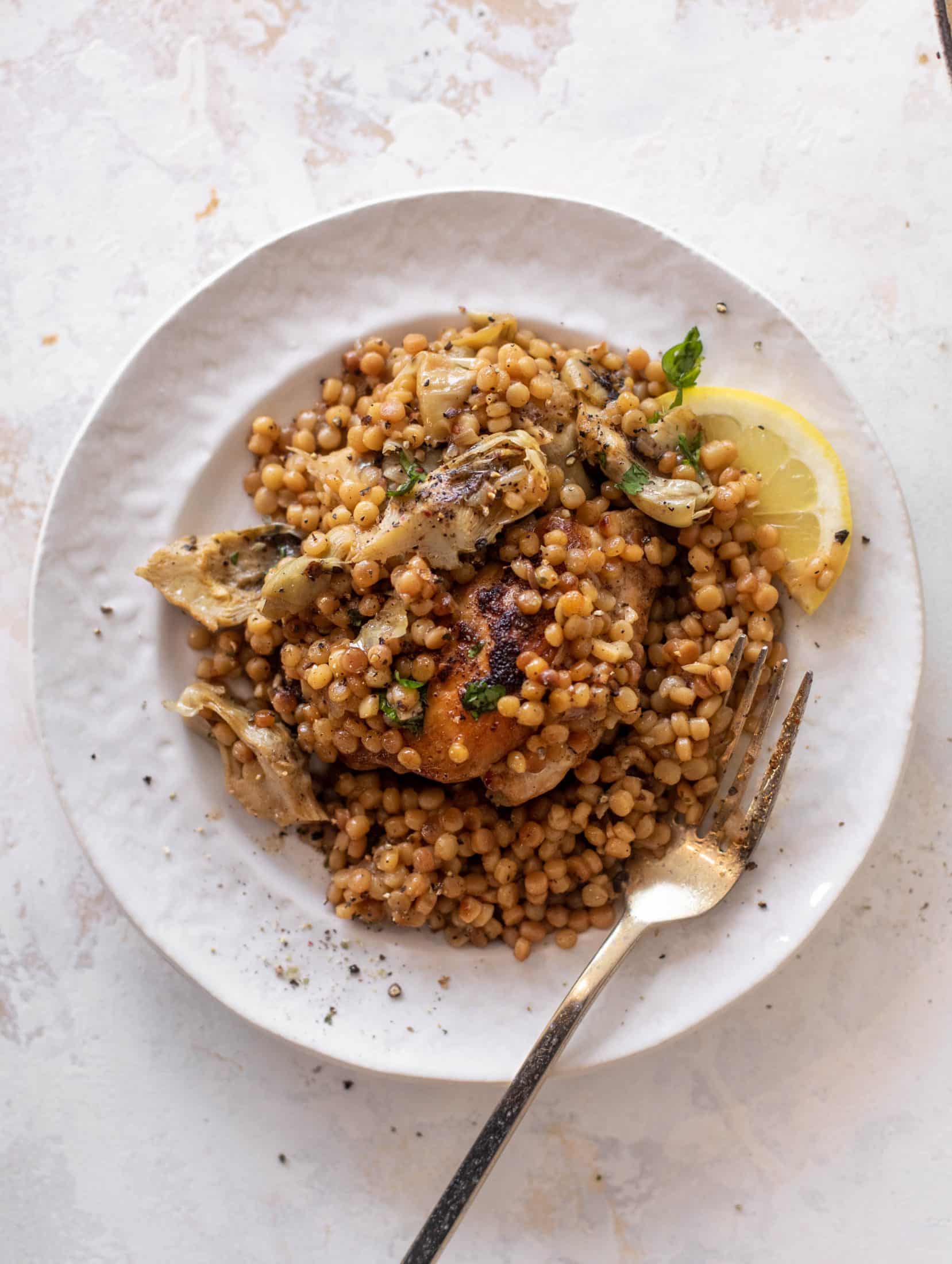 one pan chicken artichoke couscous