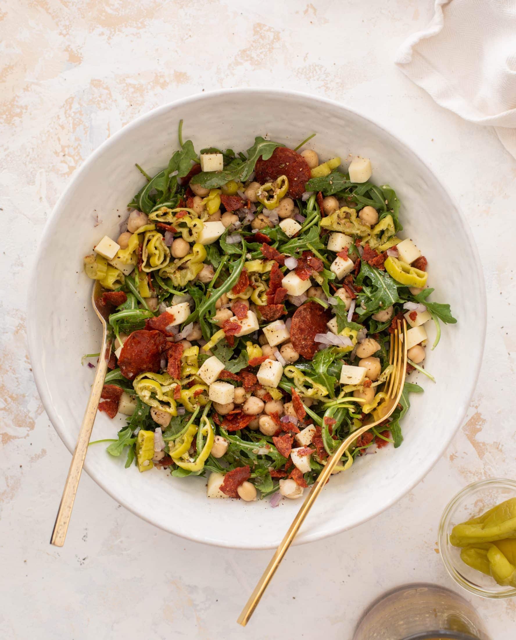 Crispy Pepperoni Arugula Salad.
