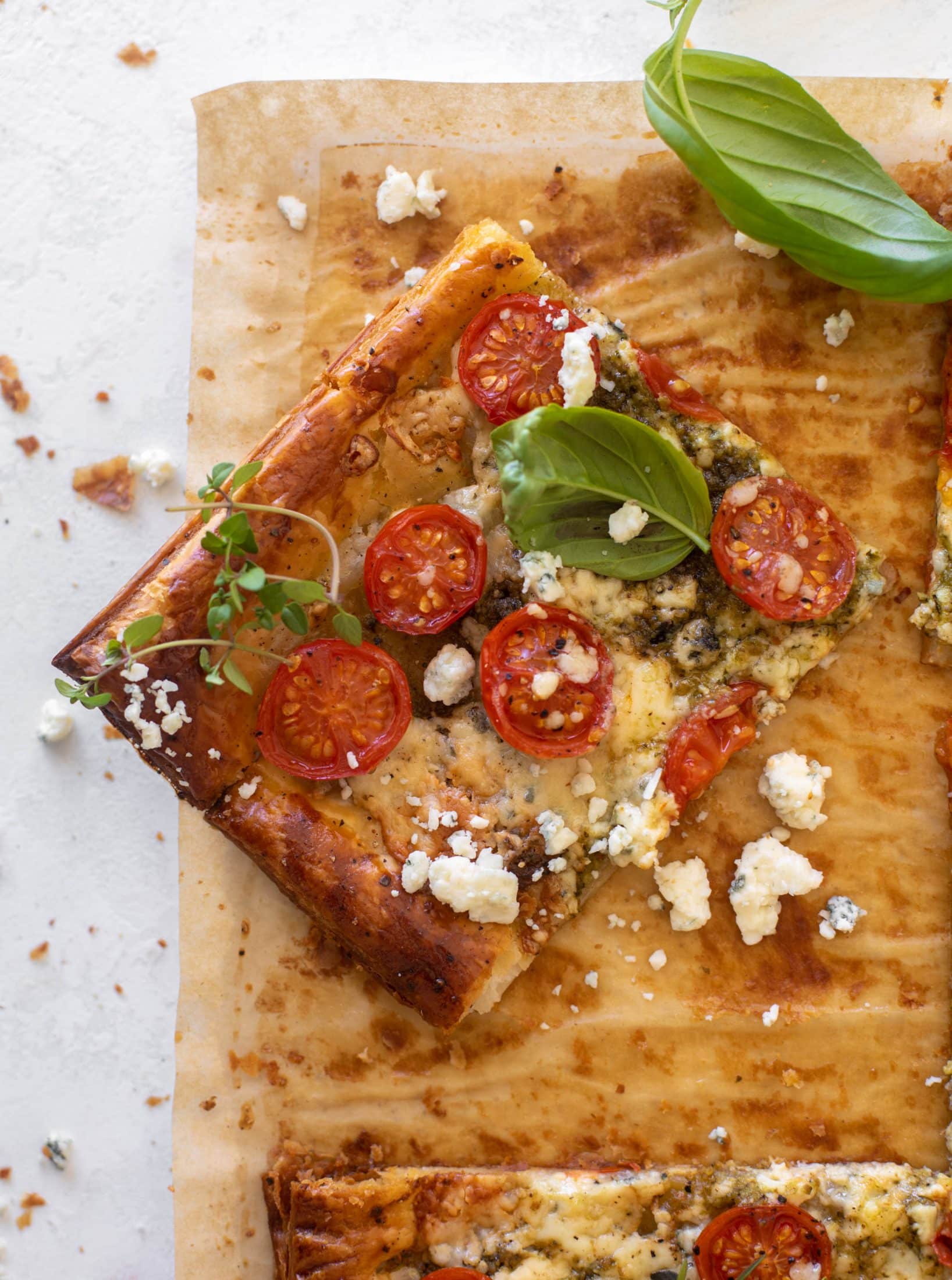 tomato basil blue cheese tart