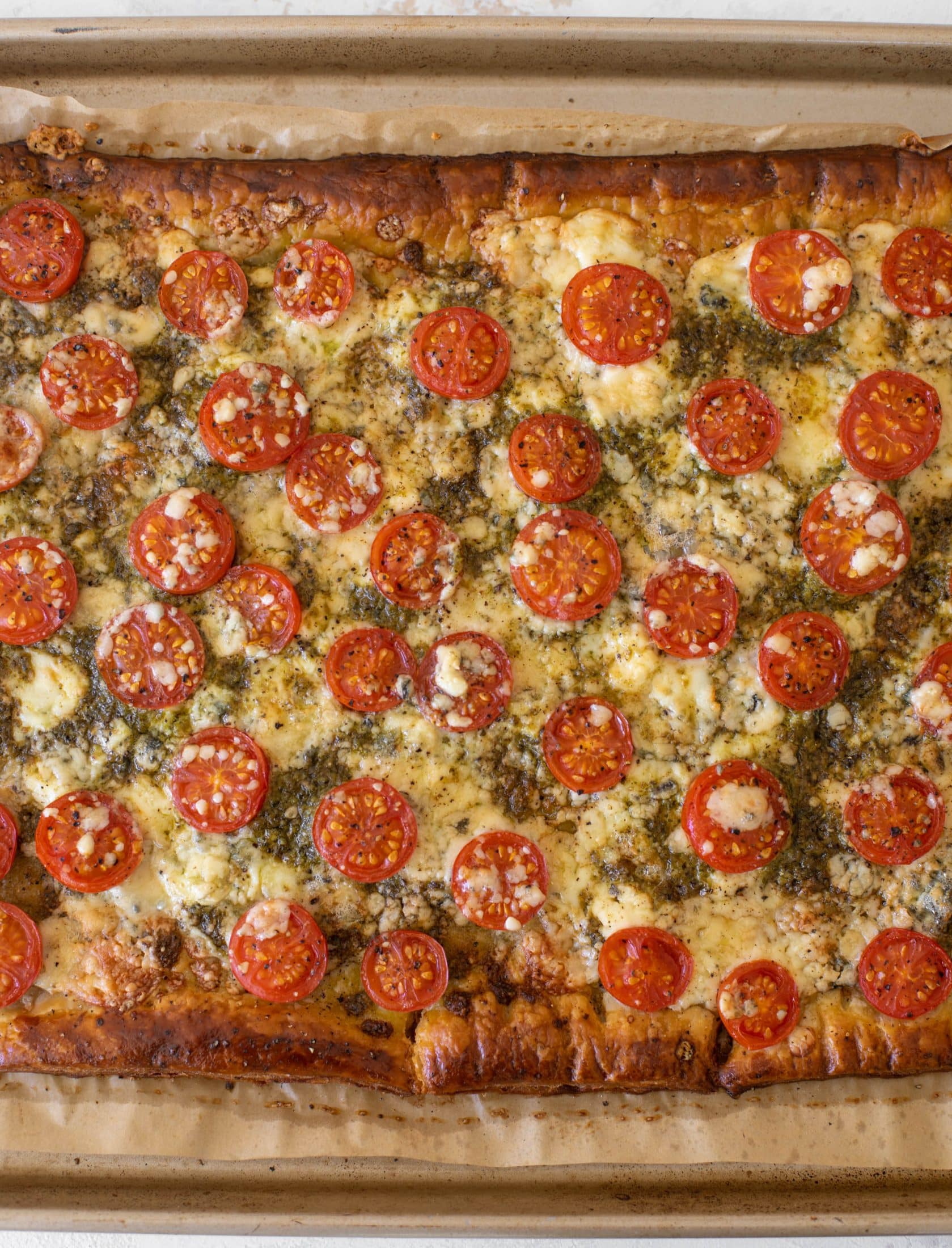 tomato basil blue cheese tart