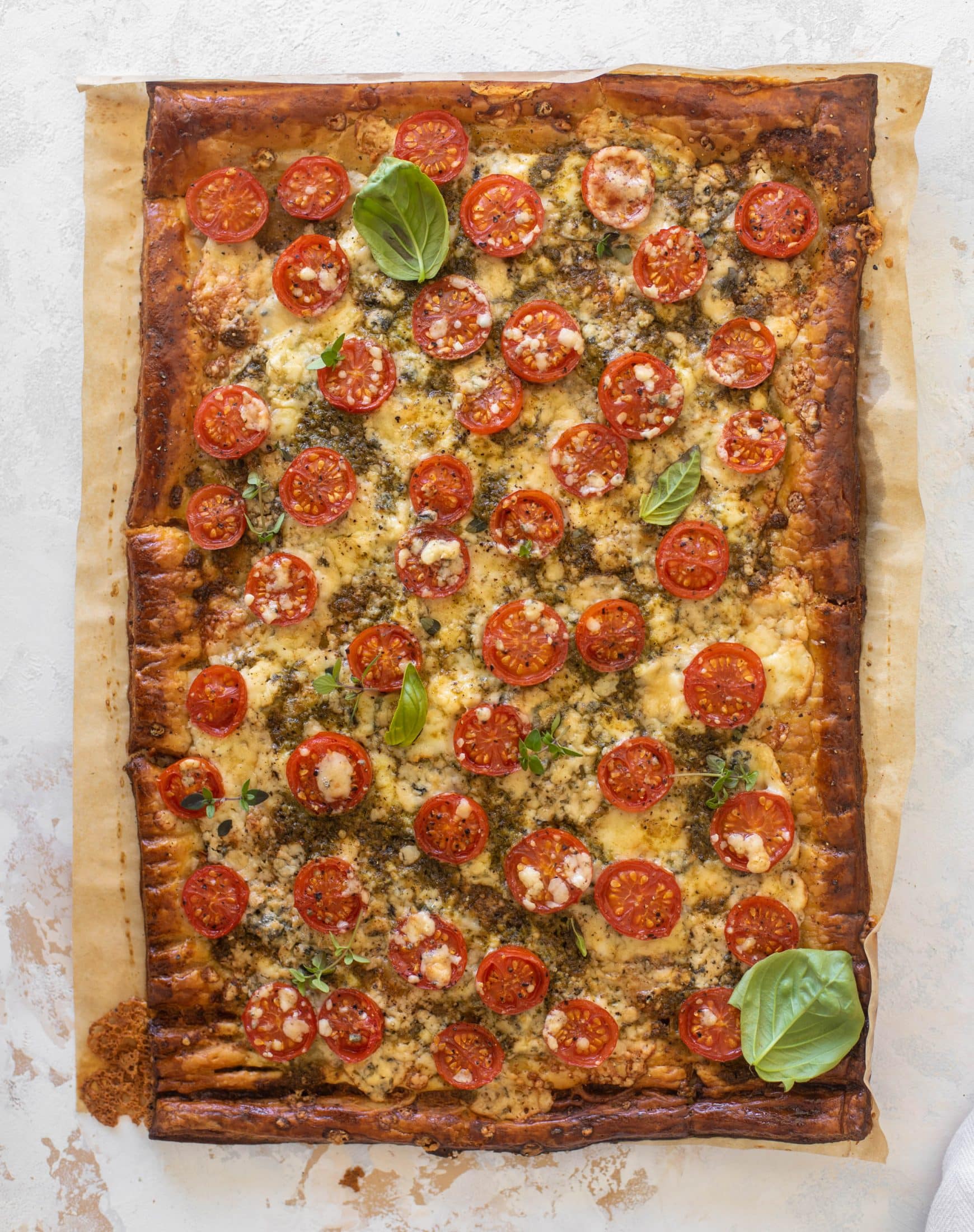 tomato basil blue cheese tart