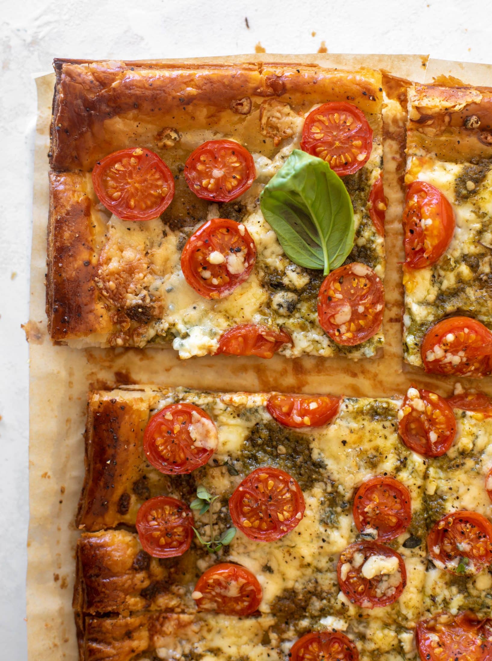 tomato basil blue cheese tart