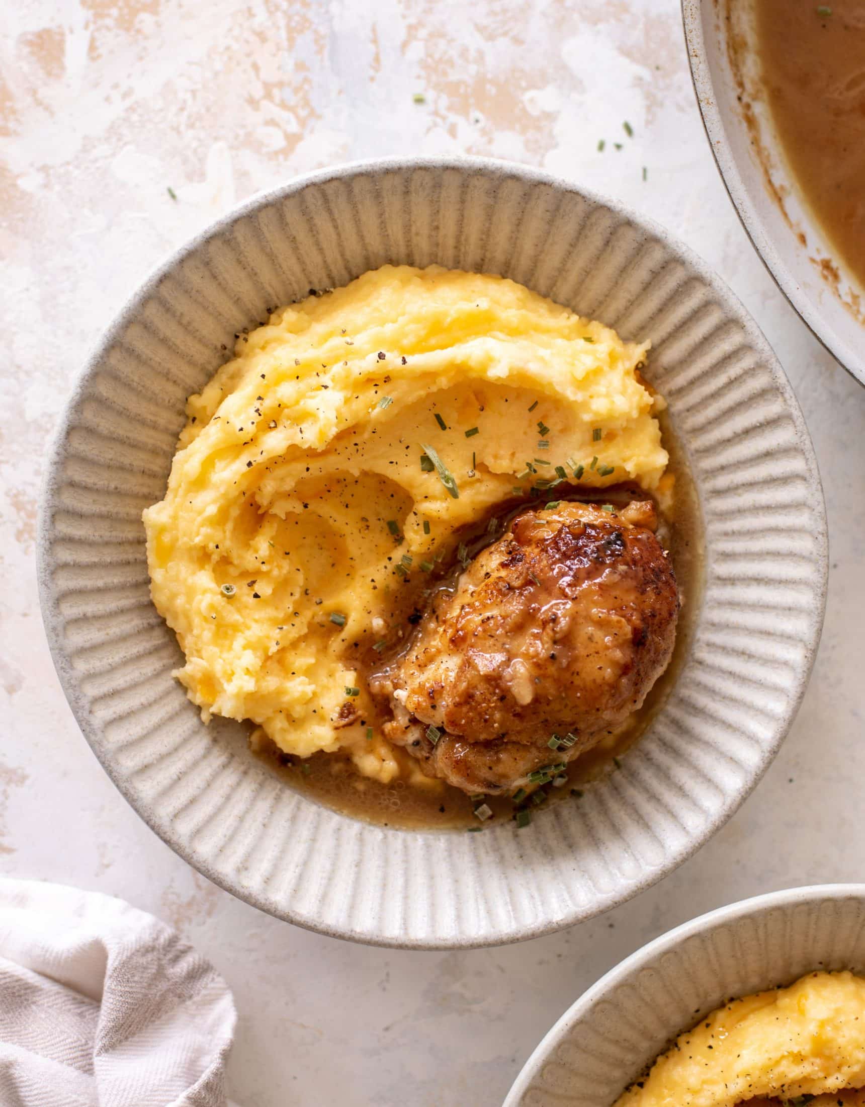 sticky cider chicken with cheddar mashed potatoes
