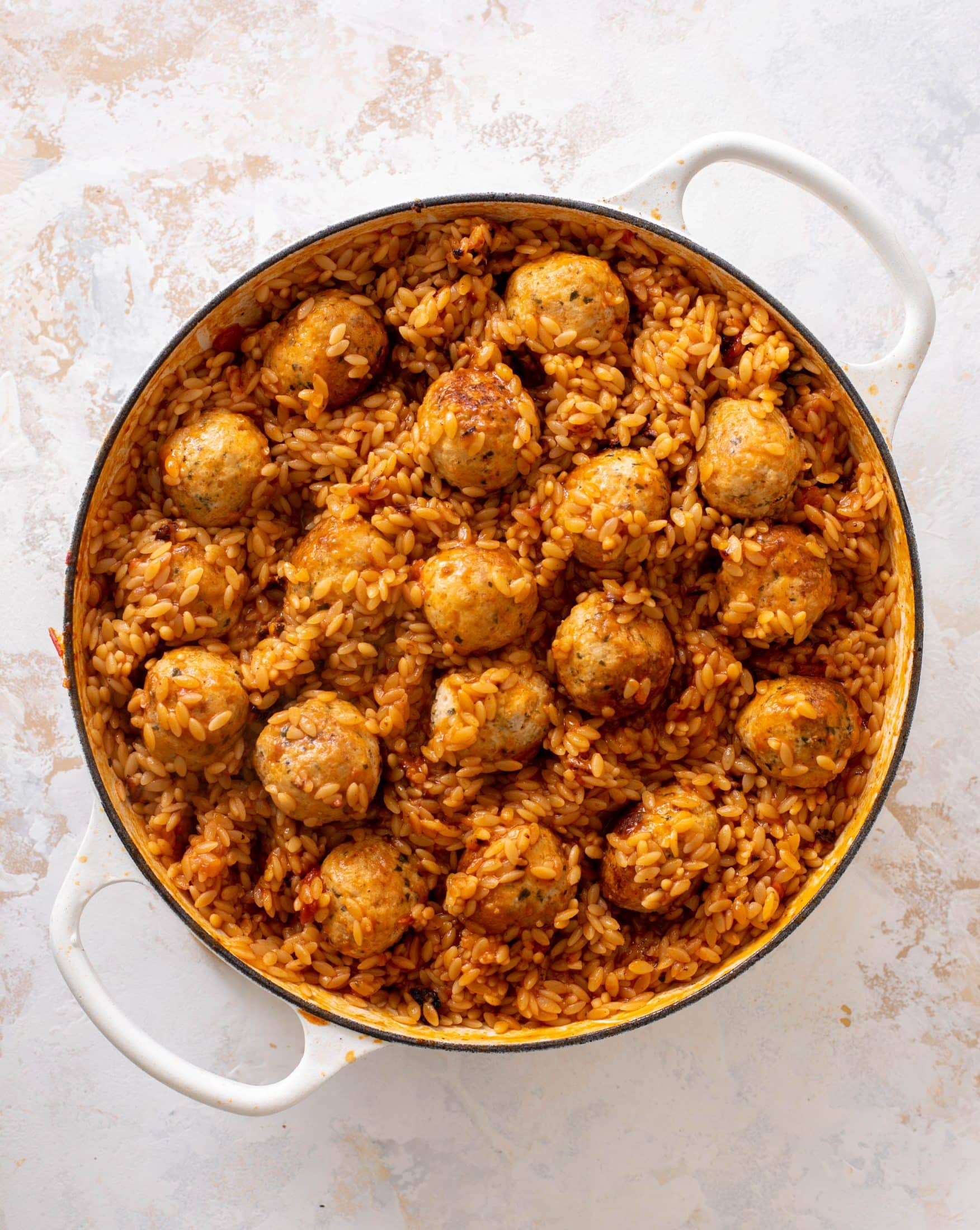 one pot chicken parm meatballs and orzo