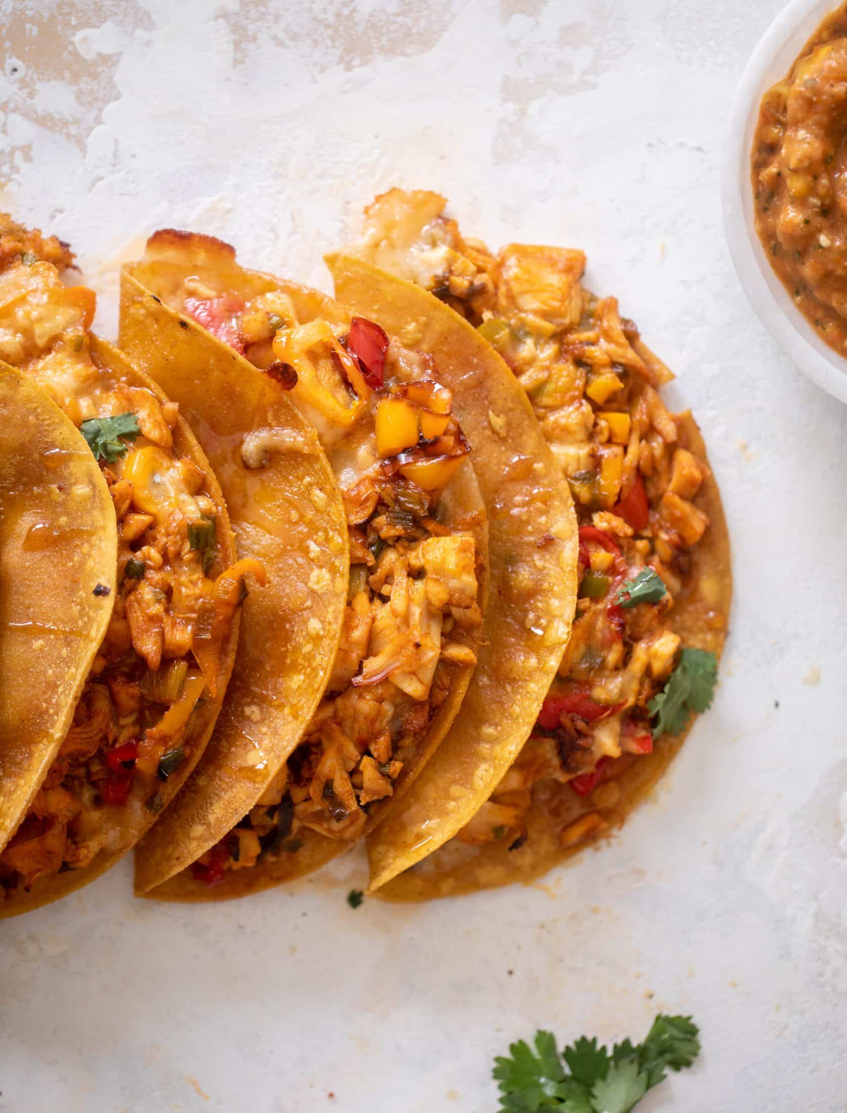 baked hot honey chicken tacos