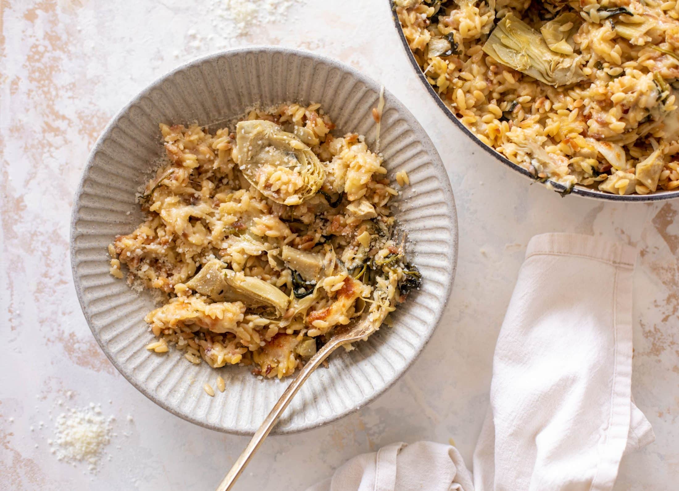 one pot spinach artichoke orzo
