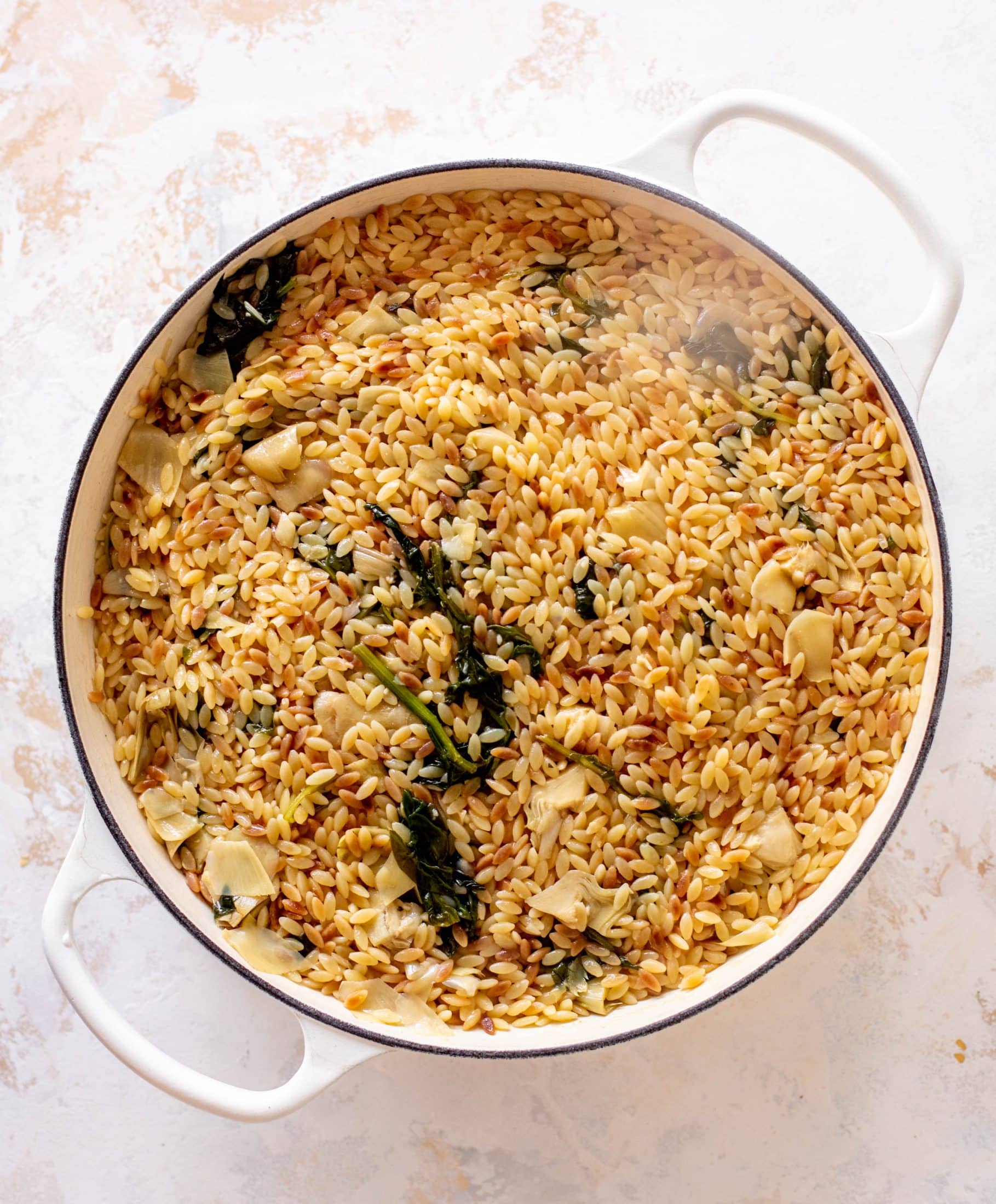 one pot spinach artichoke orzo