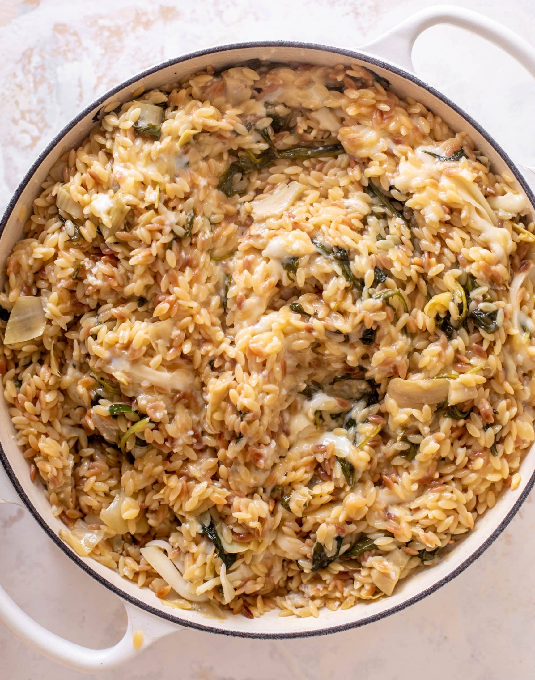 one pot spinach artichoke orzo