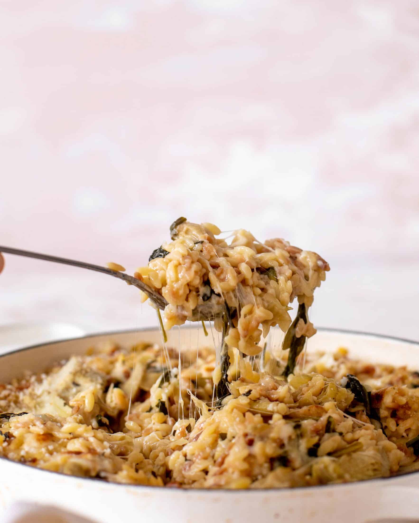 one pot spinach artichoke orzo