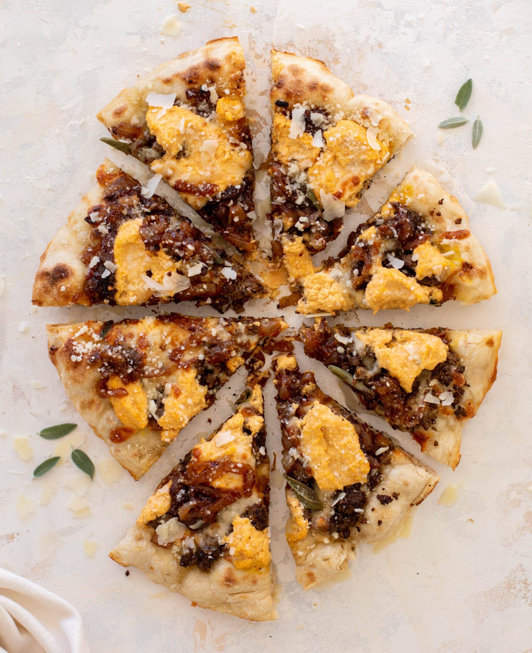 cider caramelized onion skillet pizza