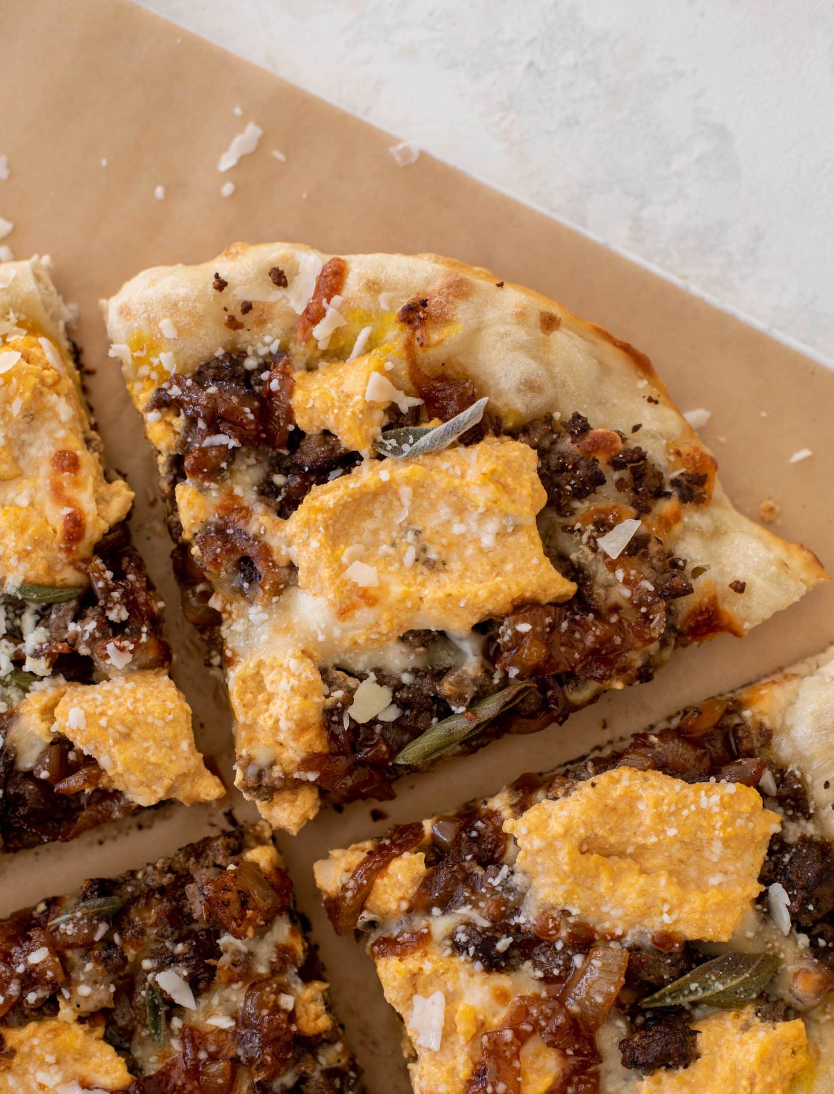 cider caramelized onion skillet pizza