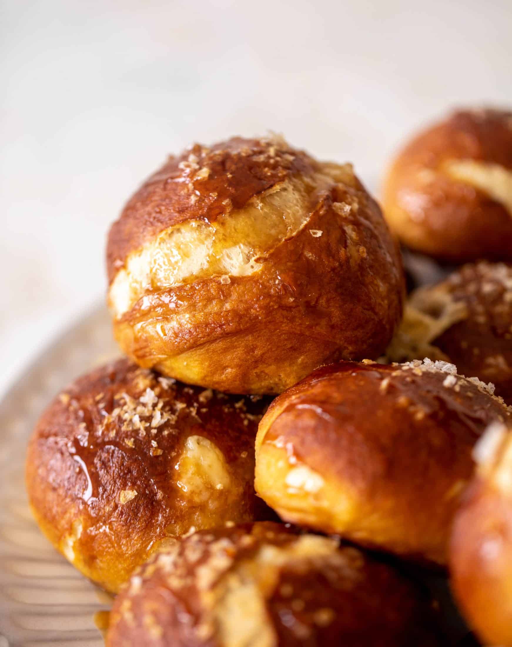 cheddar stuffed soft pretzels with hot honey mustard