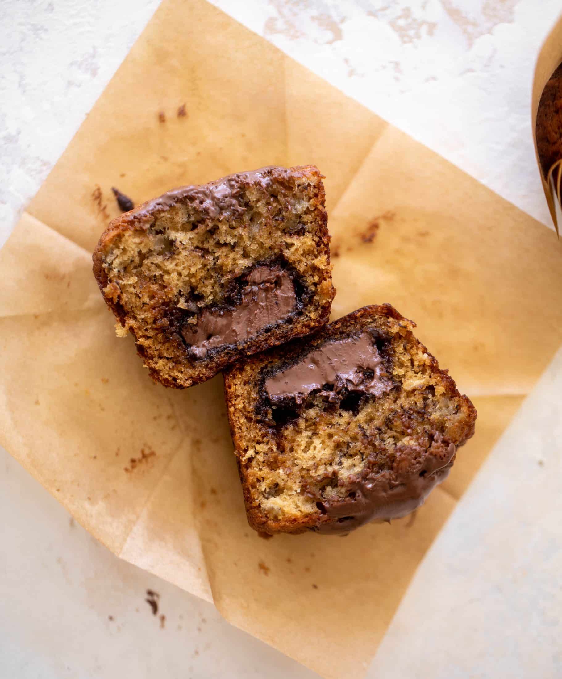 nutella stuffed banana muffins
