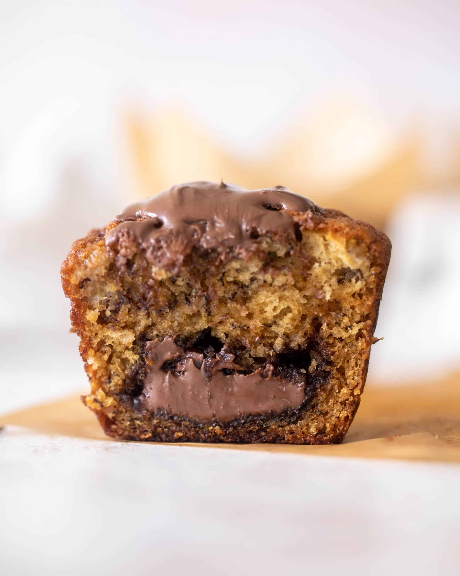 nutella stuffed banana muffins