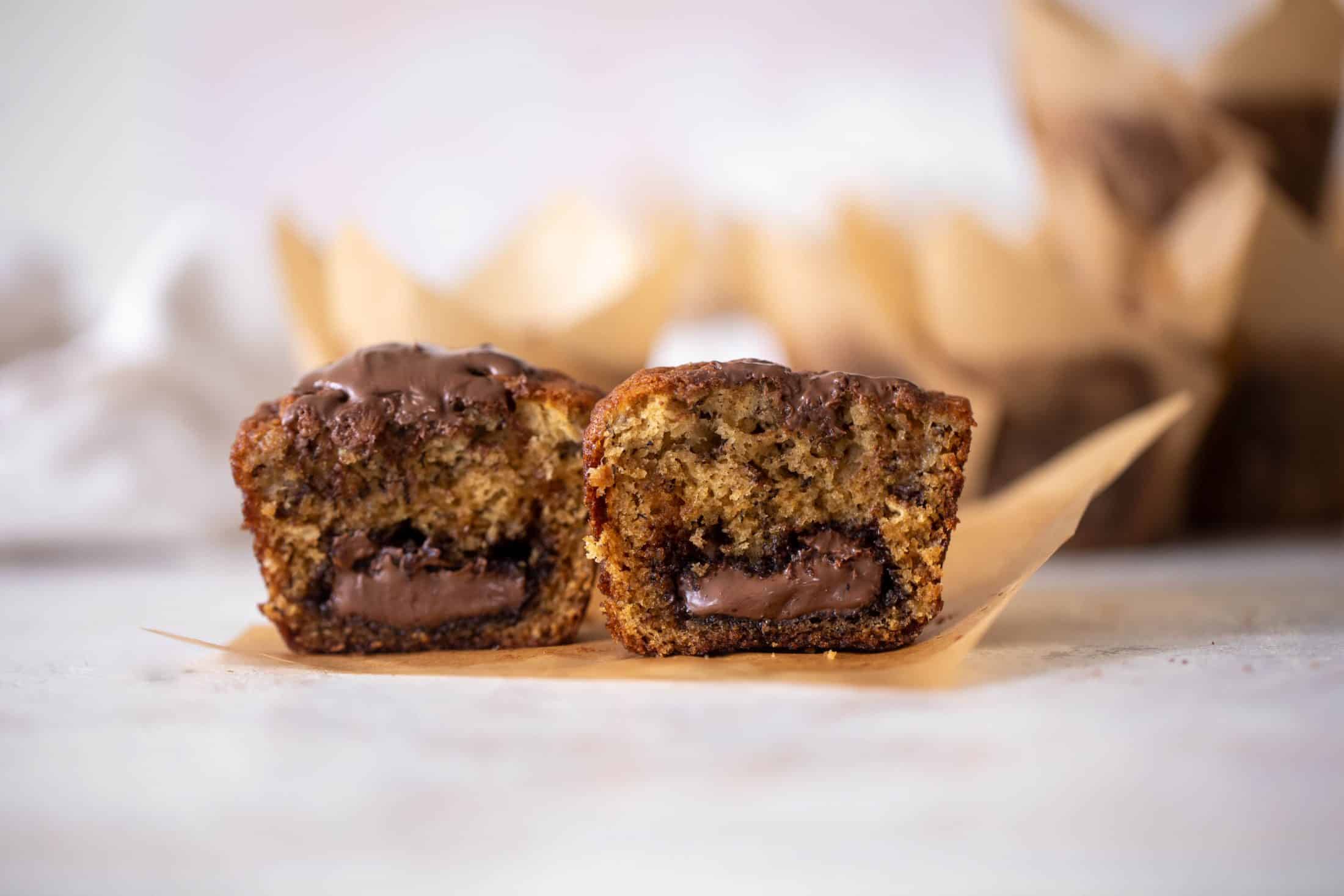 nutella stuffed banana muffins