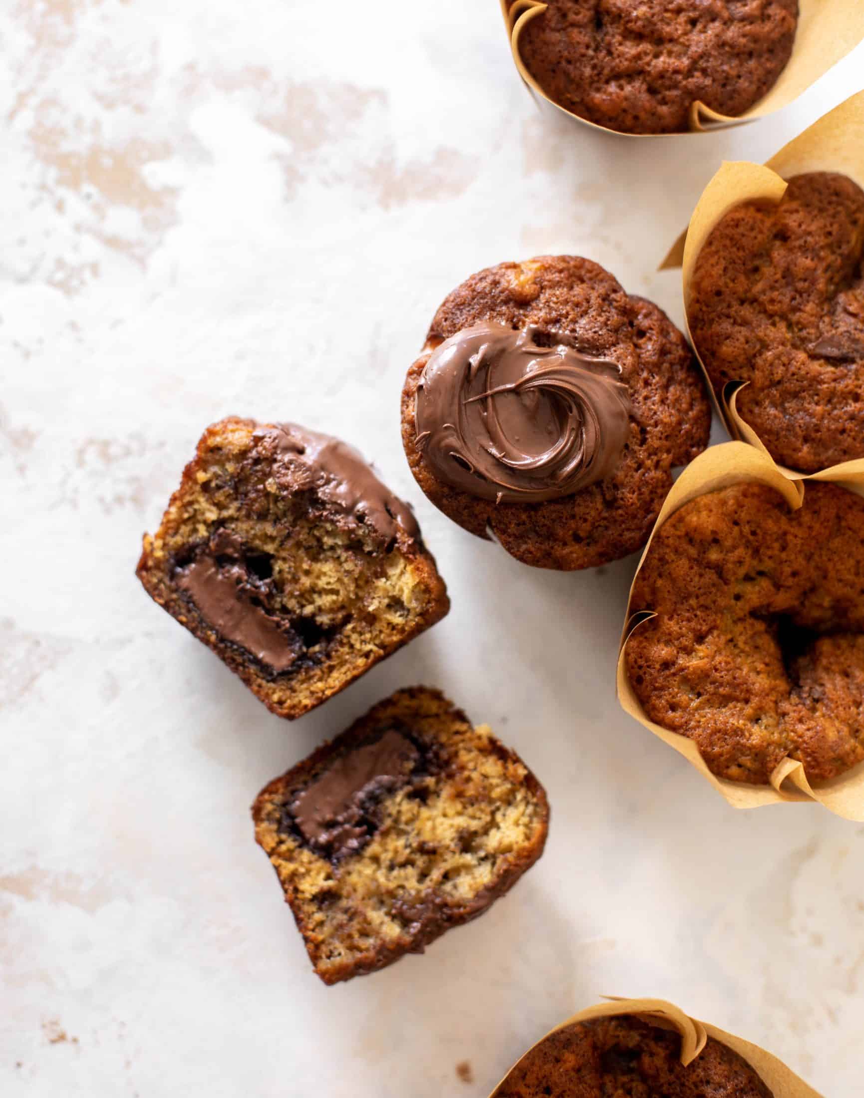 nutella stuffed banana muffins