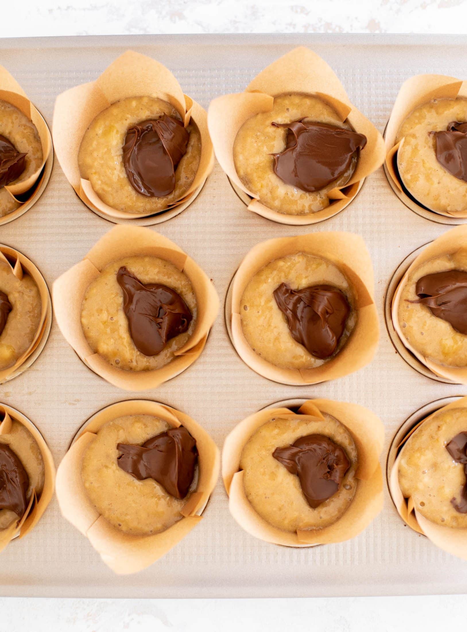 nutella stuffed banana muffins